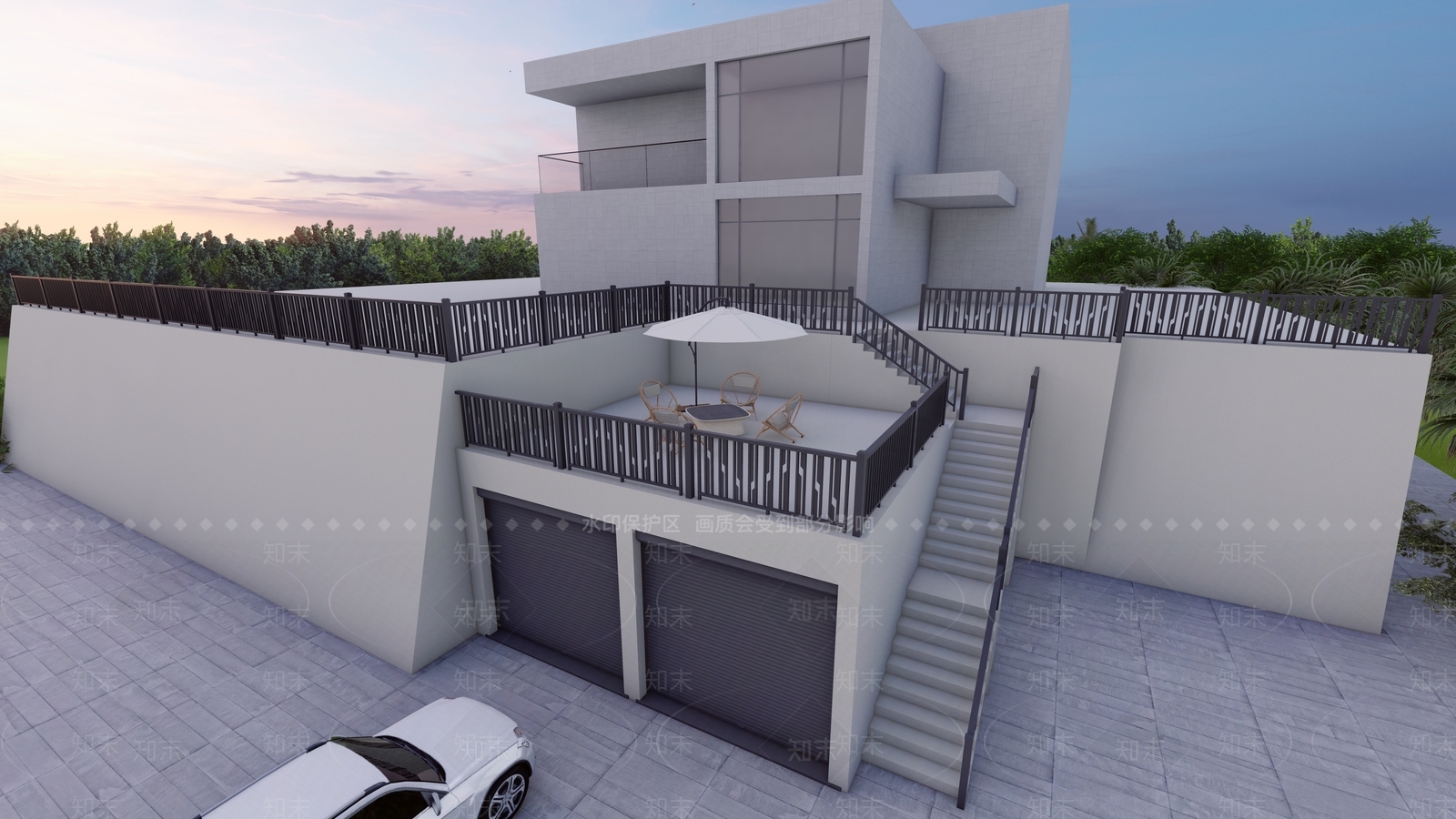 现代简约栏杆扶手SU模型下载【ID:1200661085】