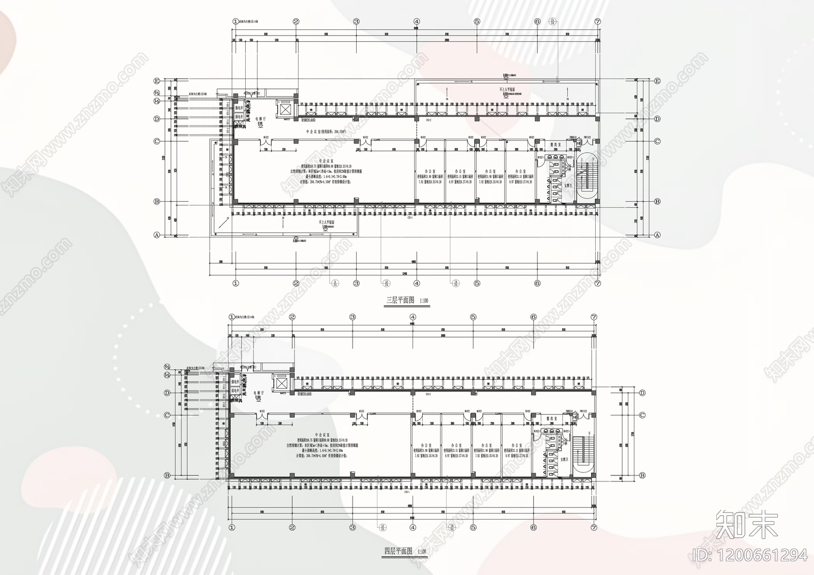 现代办公楼建筑cad施工图下载【ID:1200661294】