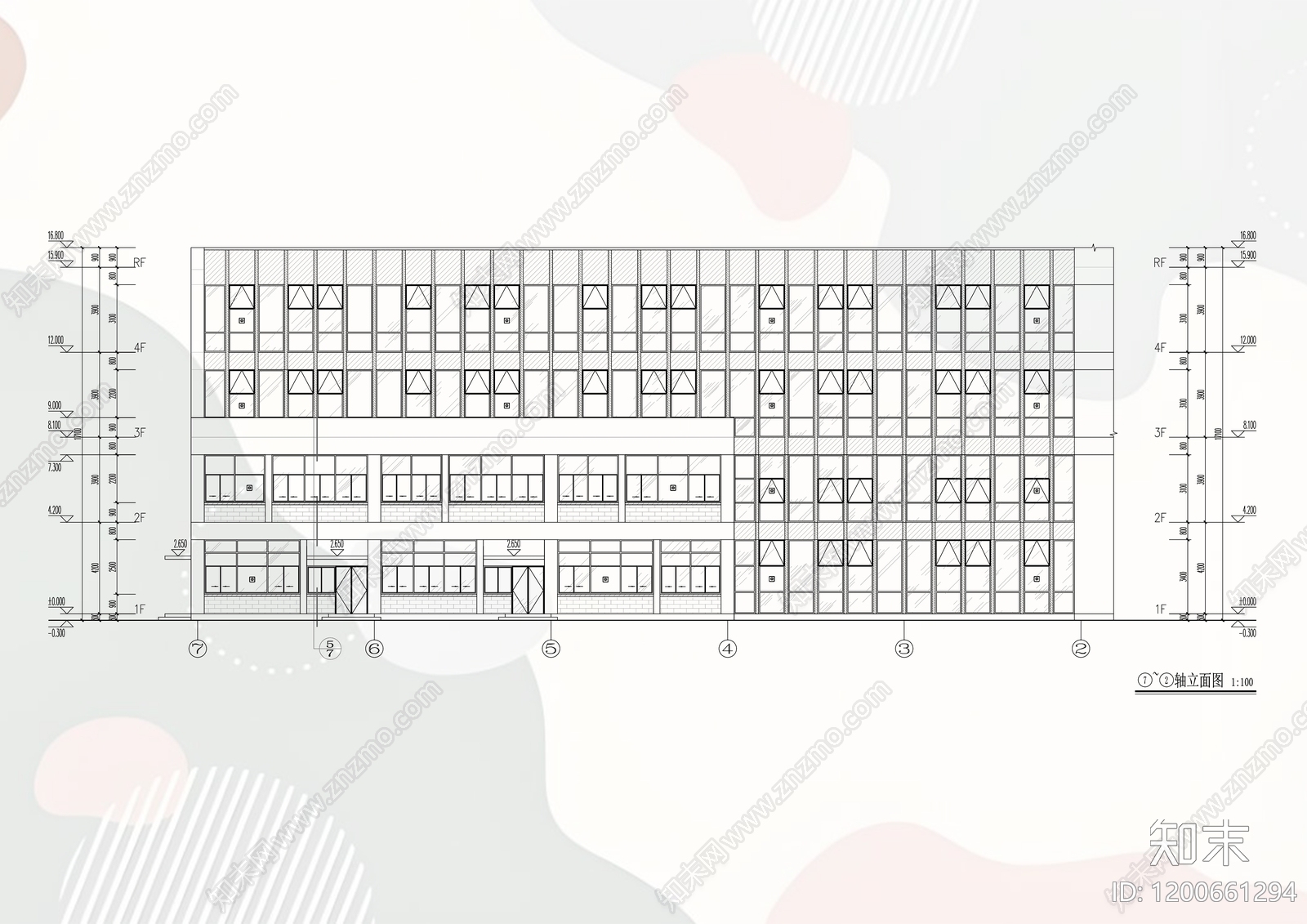 现代办公楼建筑cad施工图下载【ID:1200661294】