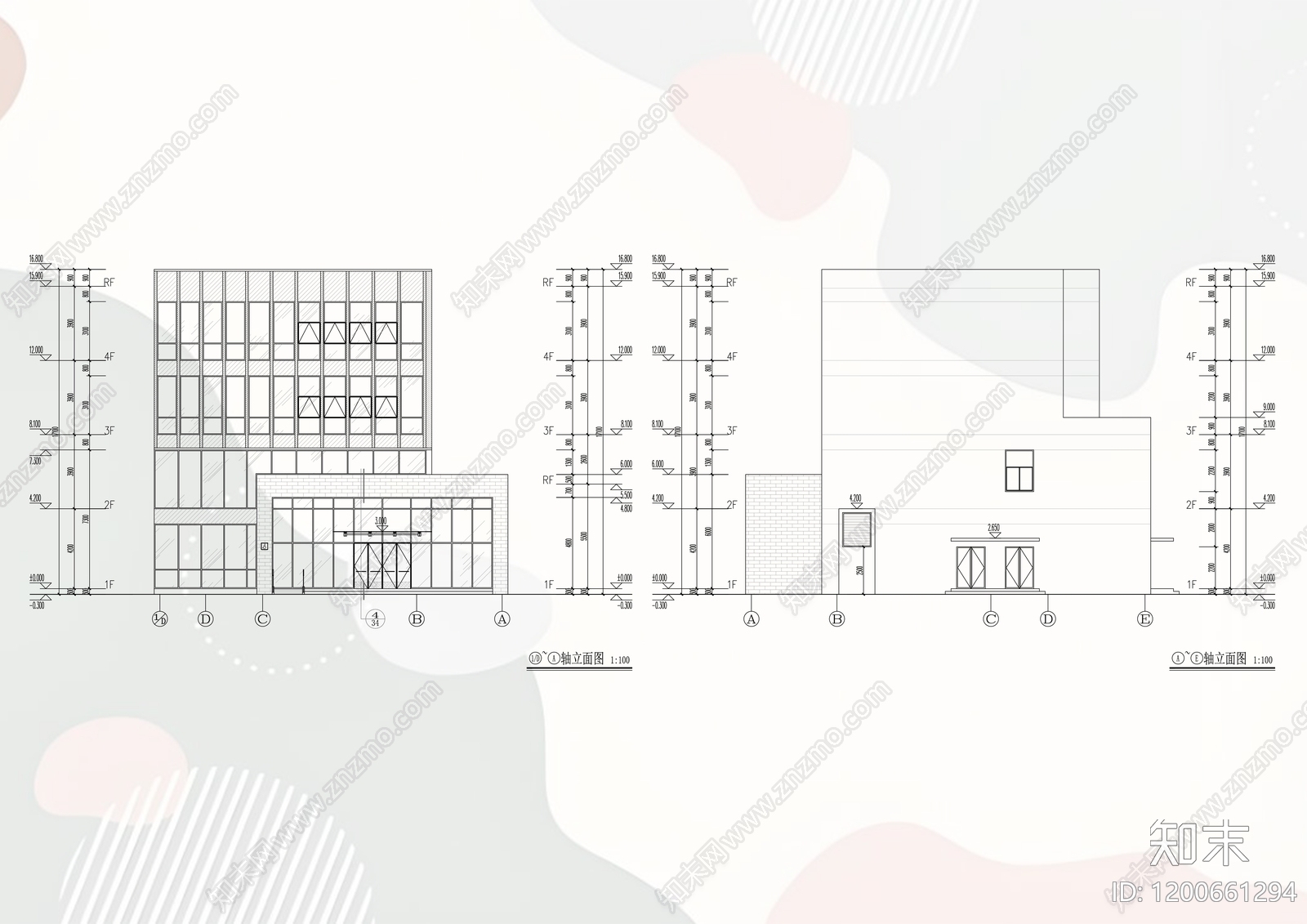 现代办公楼建筑cad施工图下载【ID:1200661294】