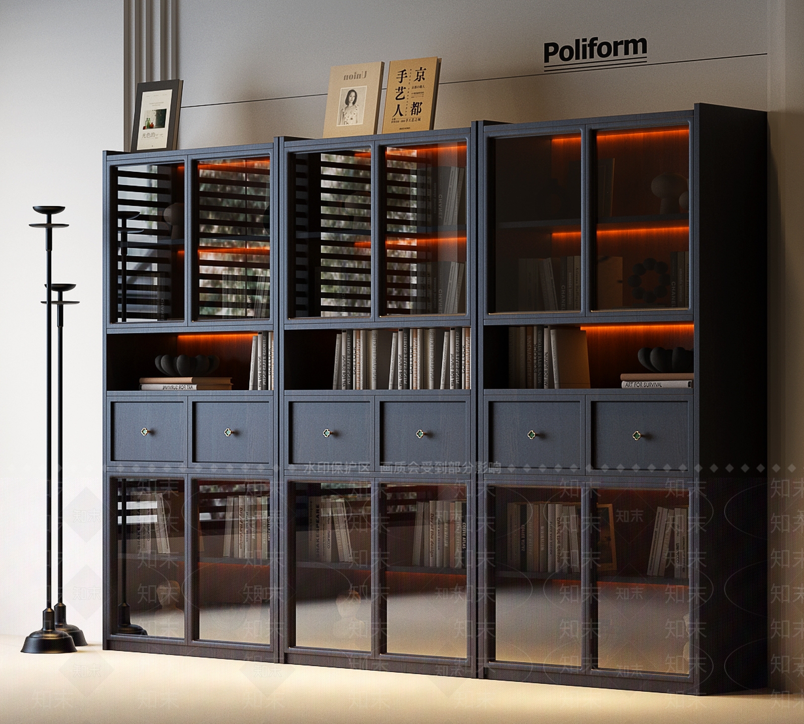 法式美式书柜3D模型下载【ID:1200663749】