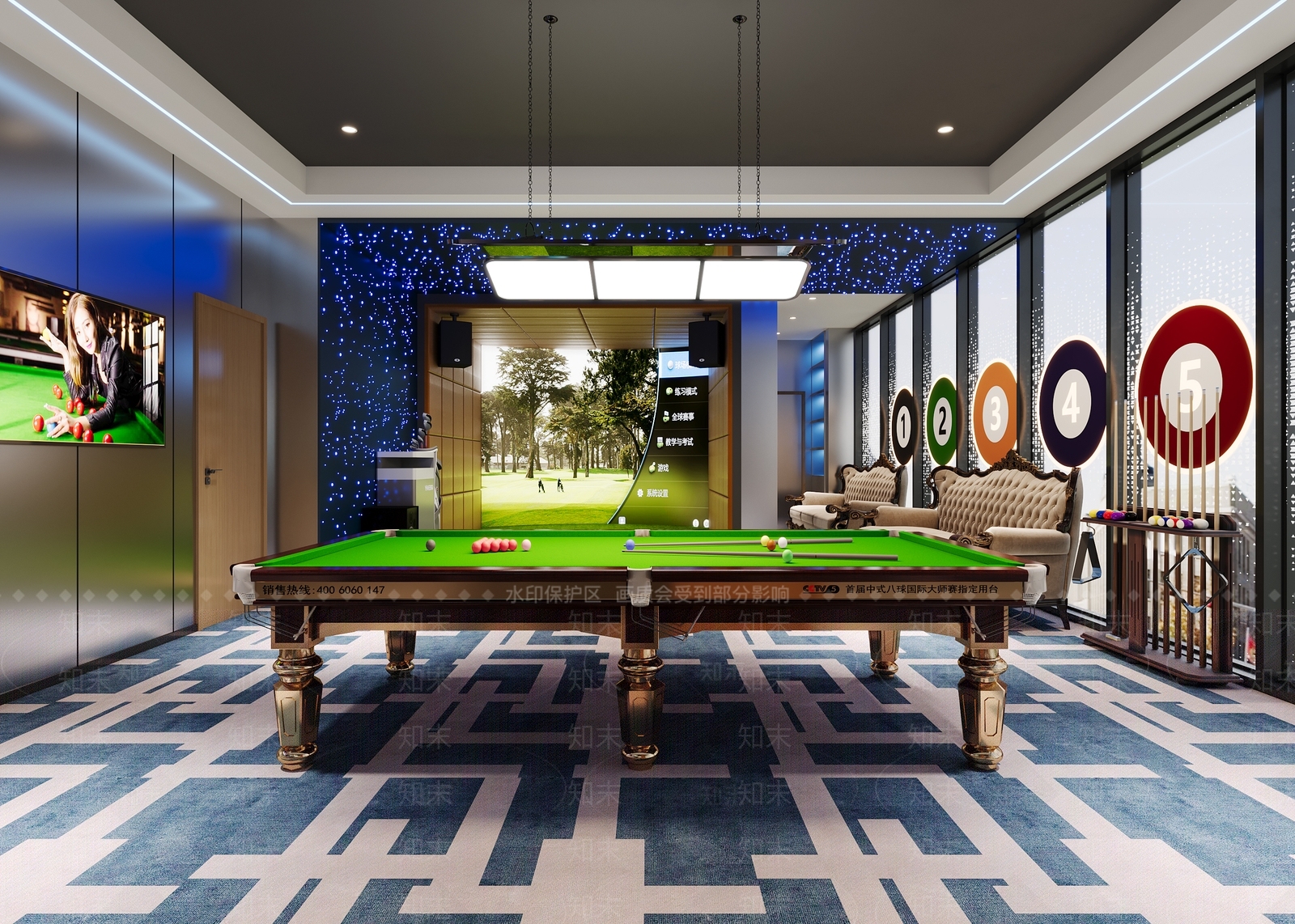 现代台球室3D模型下载【ID:1200665273】