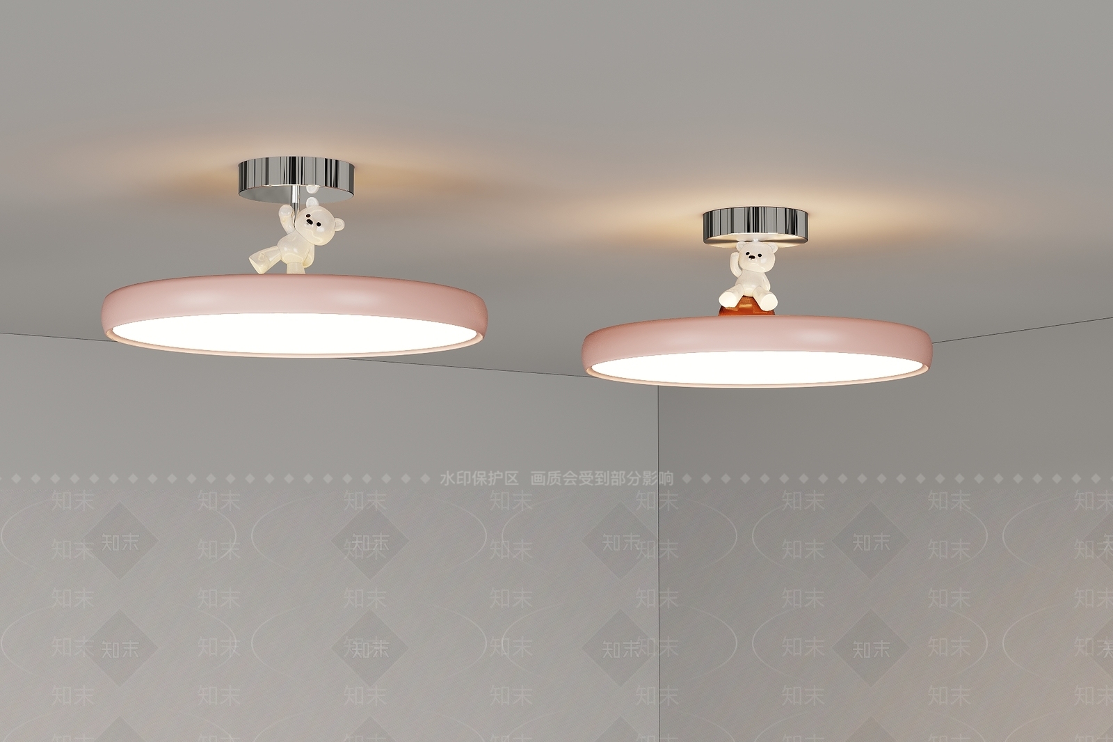 现代奶油吸顶灯3D模型下载【ID:1200665662】