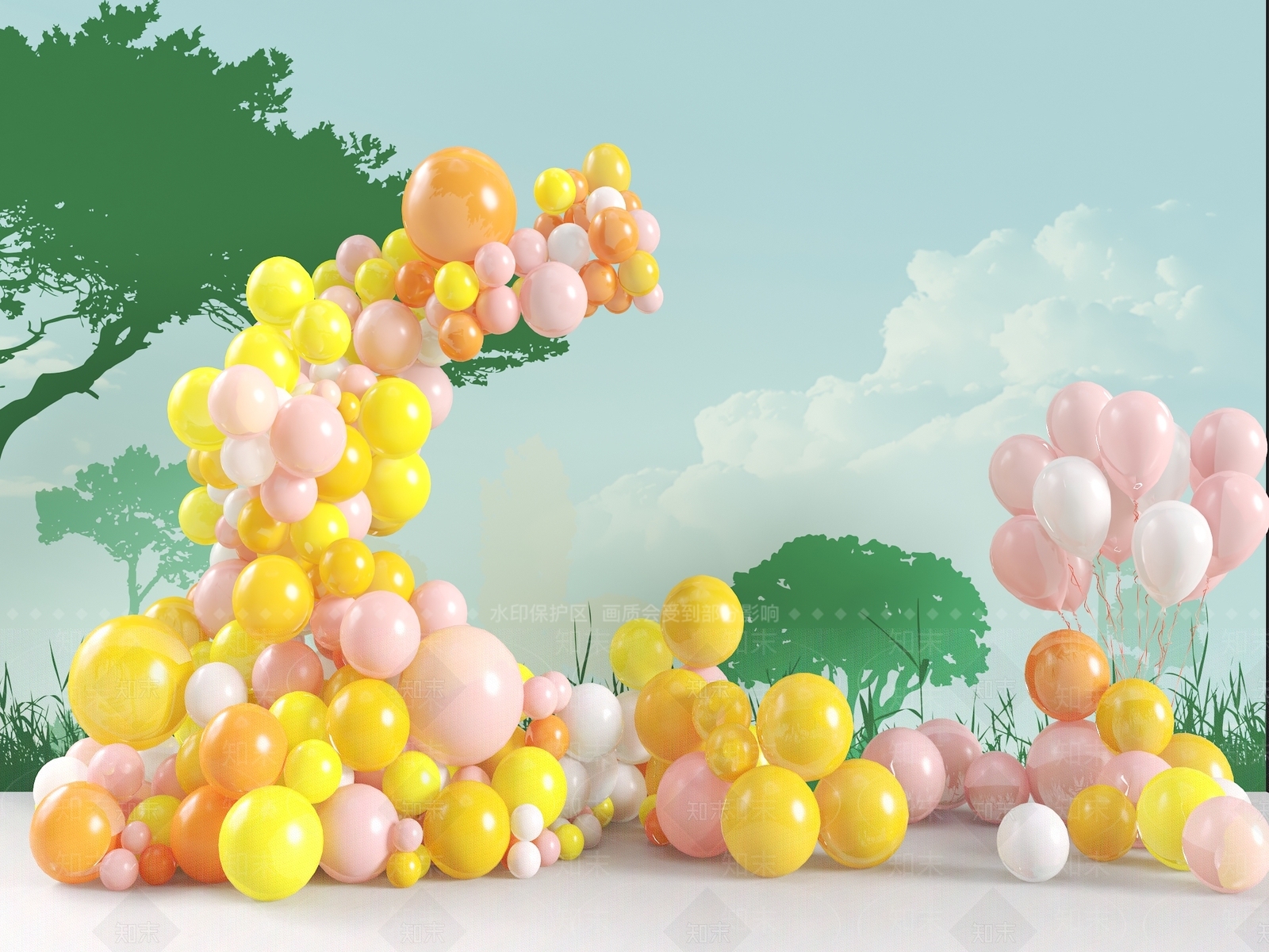 现代气球SU模型下载【ID:1200666358】