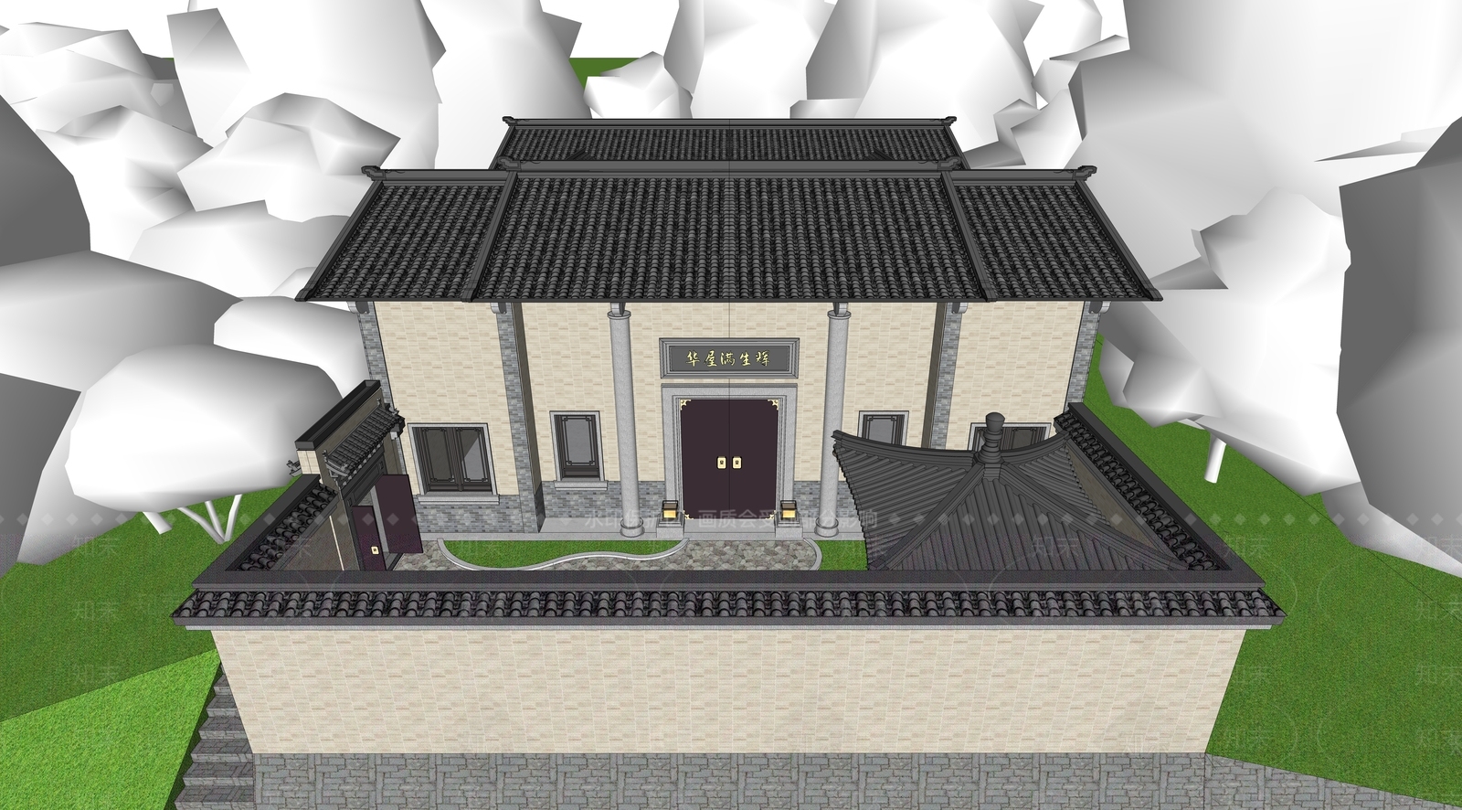 中式四合院SU模型下载【ID:1200666843】