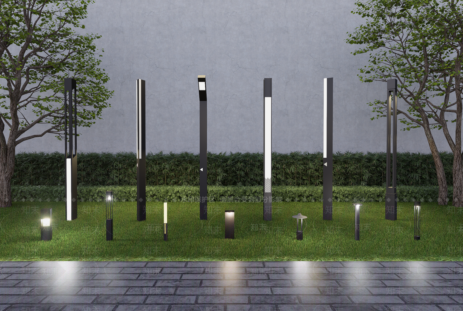 现代景观灯SU模型下载【ID:1200668068】