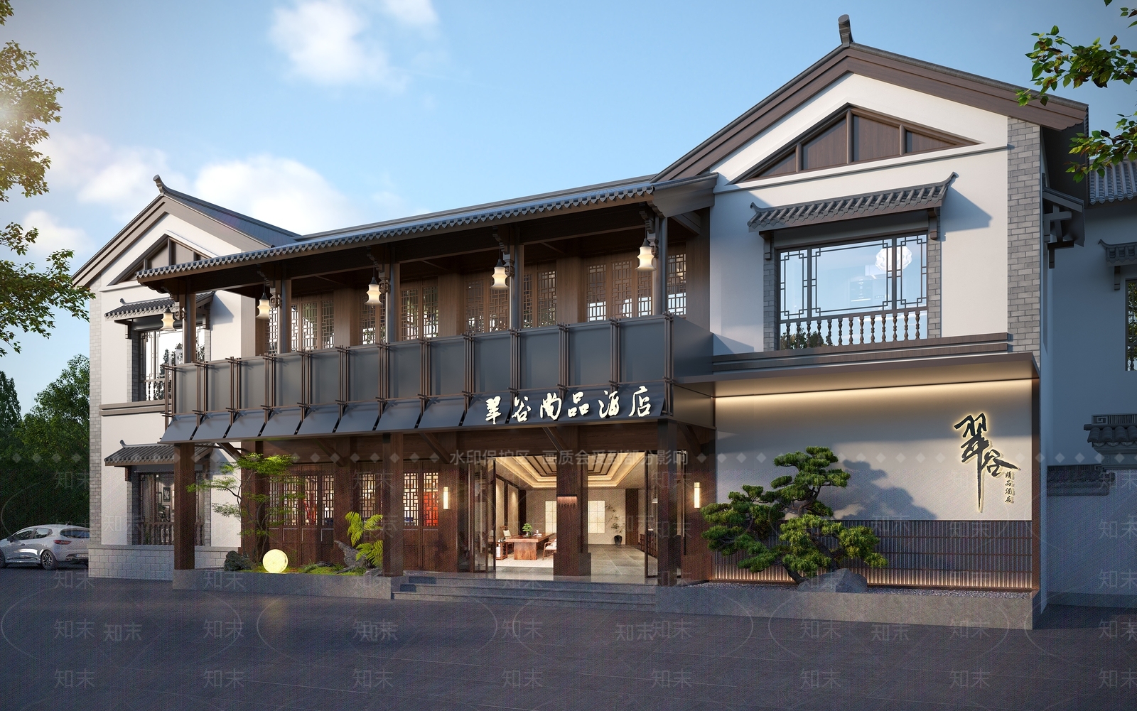 新中式中式民宿3D模型下载【ID:1200669410】