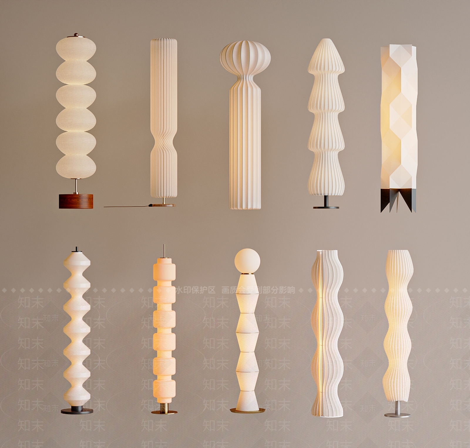 现代奶油落地灯3D模型下载【ID:1200669628】