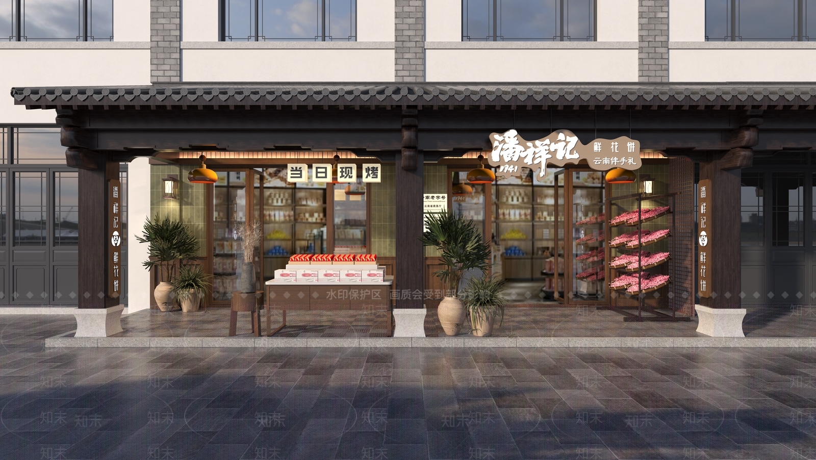 新中式中式门头3D模型下载【ID:1200670654】