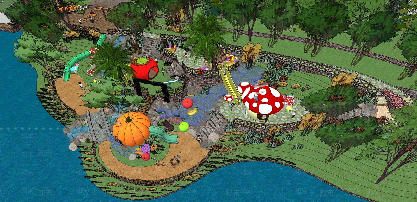 现代中式教育校园景观SU模型下载【ID:1200673204】