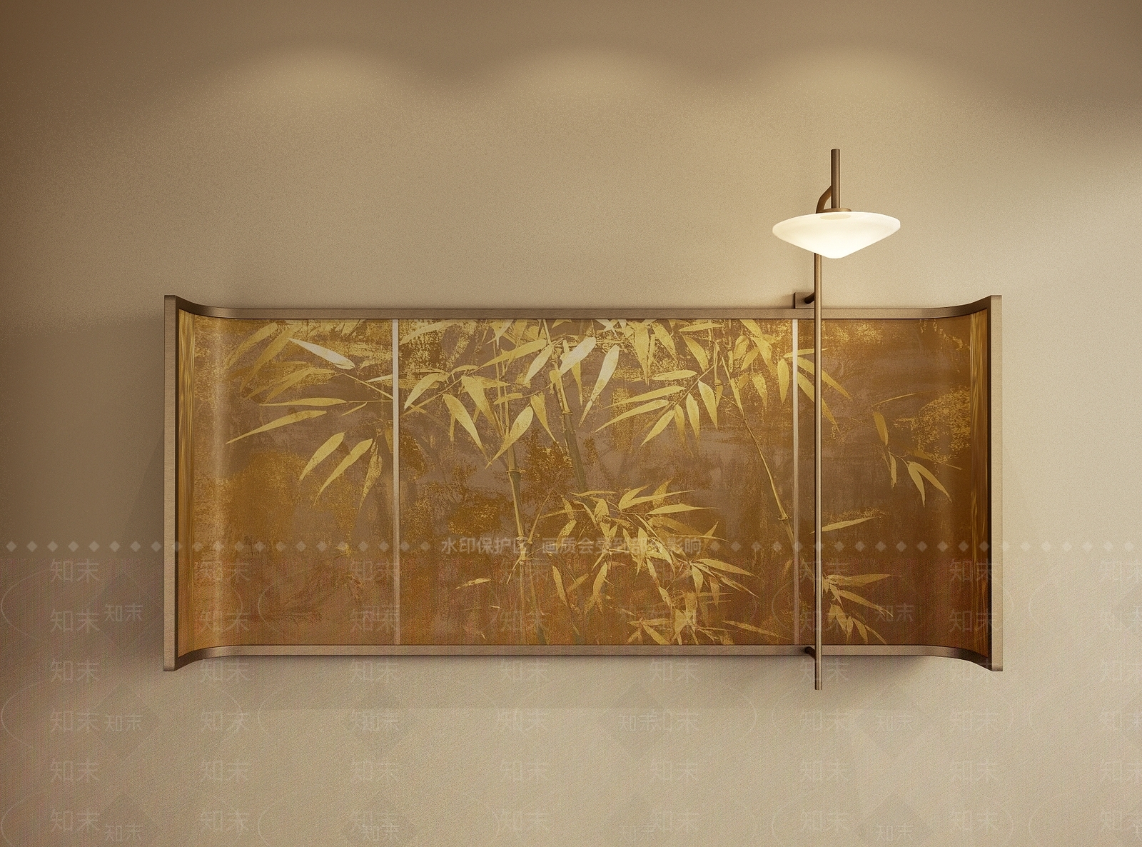 新中式禅意床头背景墙3D模型下载【ID:1200676582】