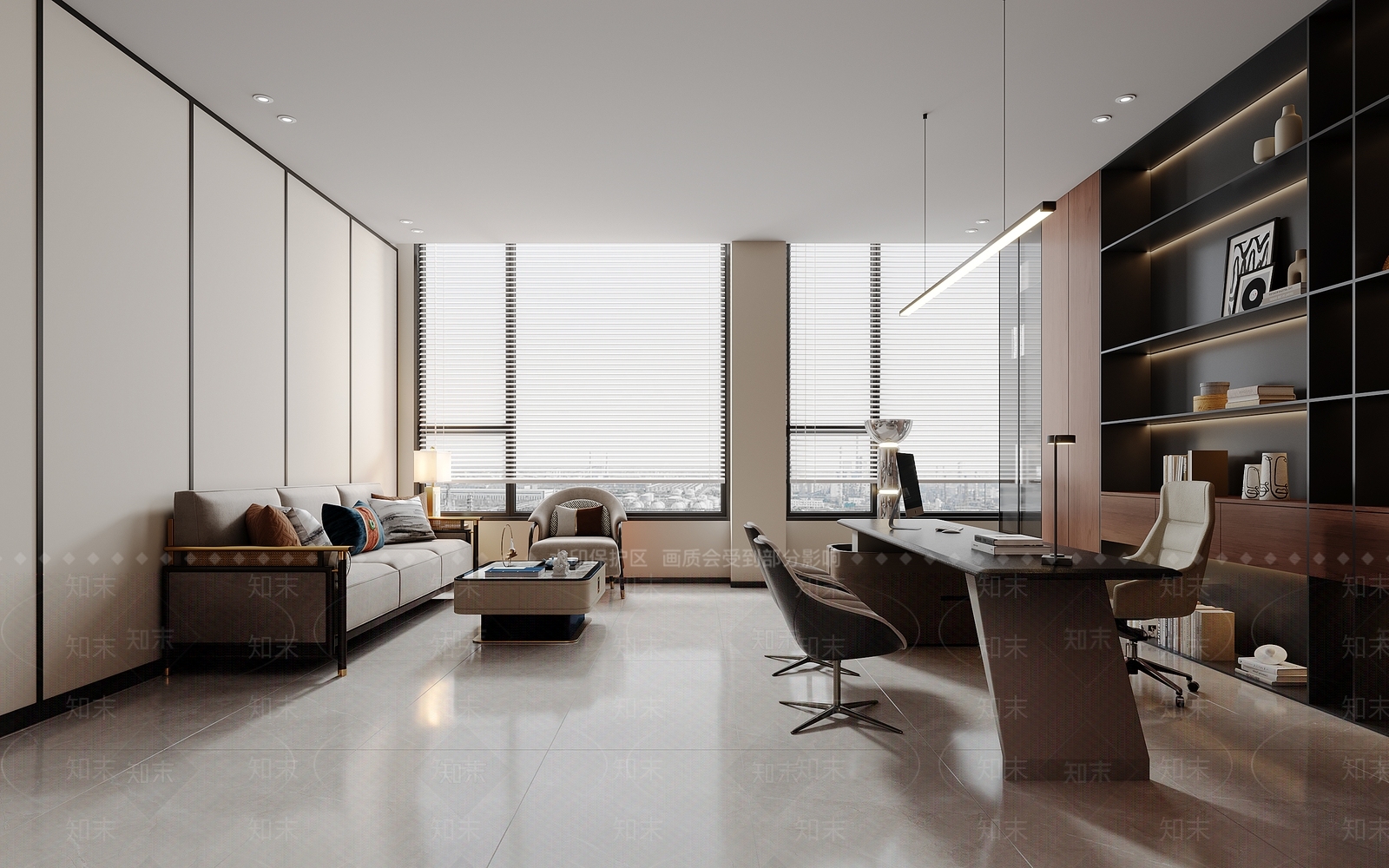 现代新中式经理办公室3D模型下载【ID:1200677313】