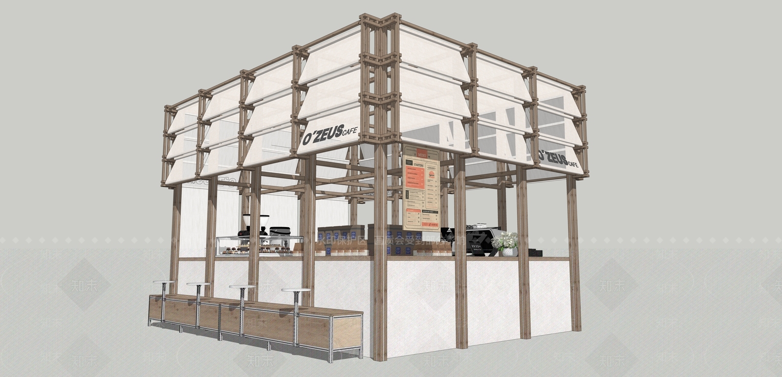 新中式奶茶店SU模型下载【ID:1200677440】