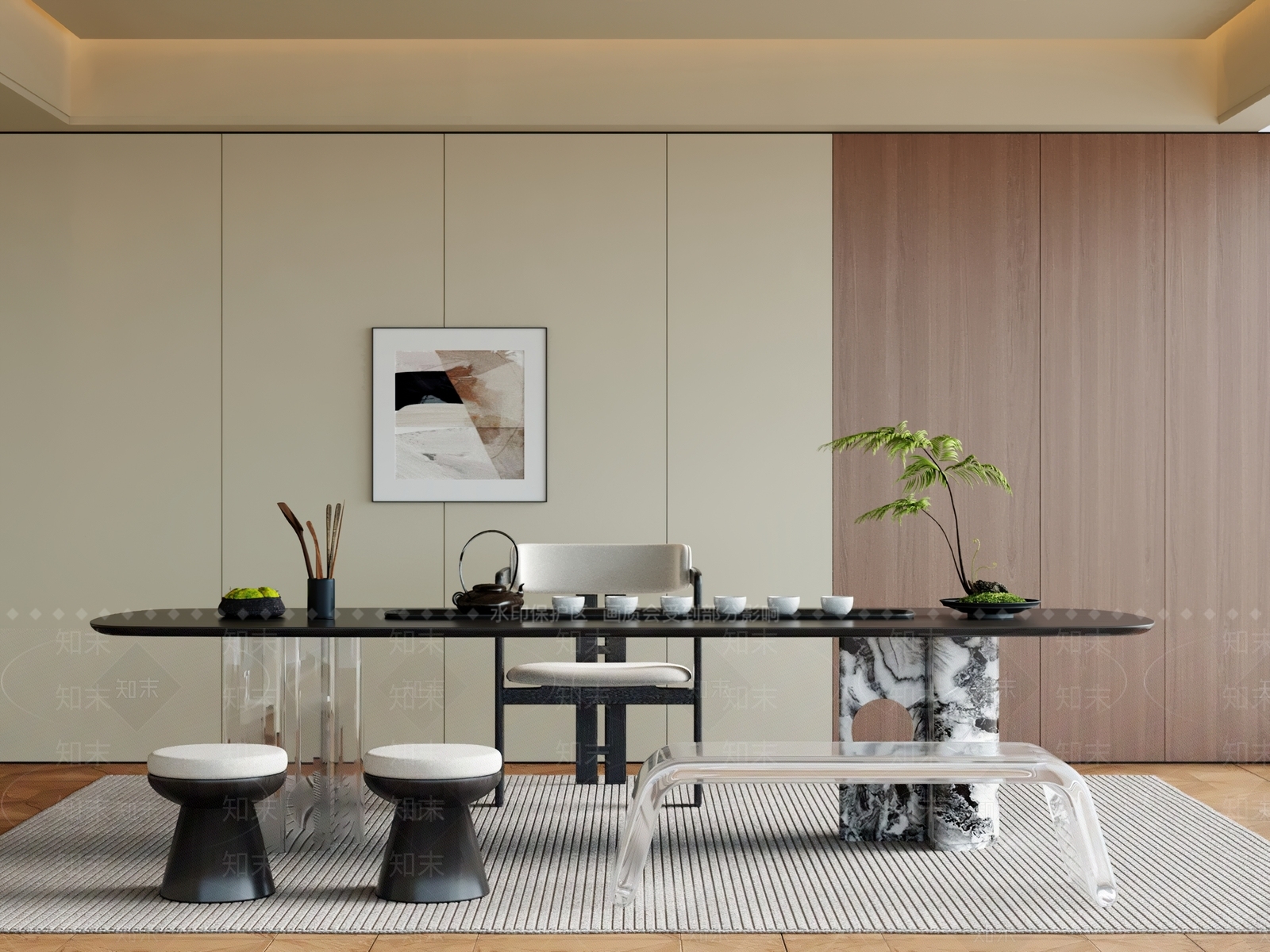 现代中古茶室3D模型下载【ID:1200678210】