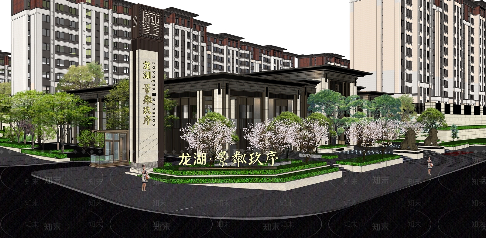 新中式小区景观SU模型下载【ID:1200681278】