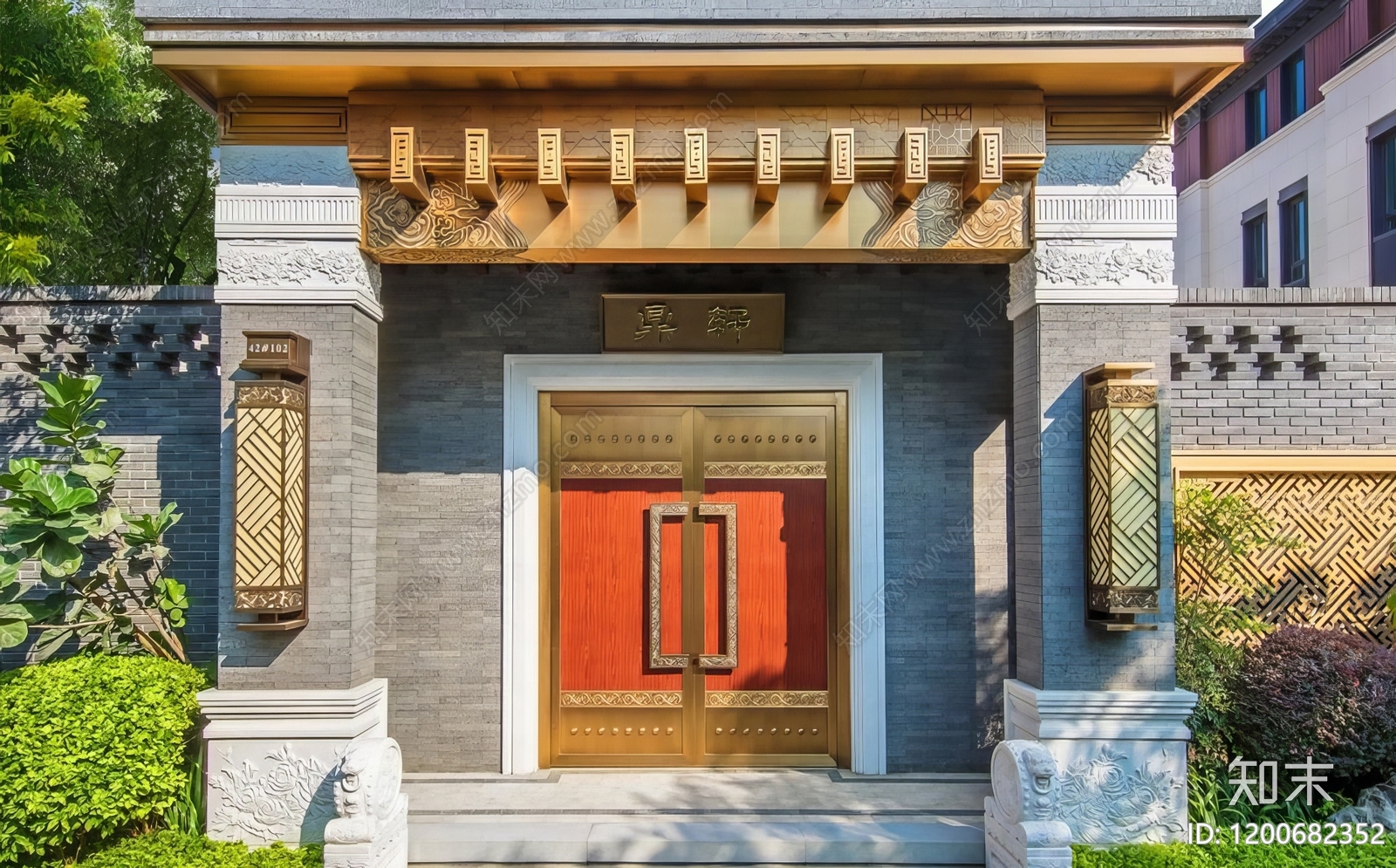 中式新中式门楼施工图下载【ID:1200682352】