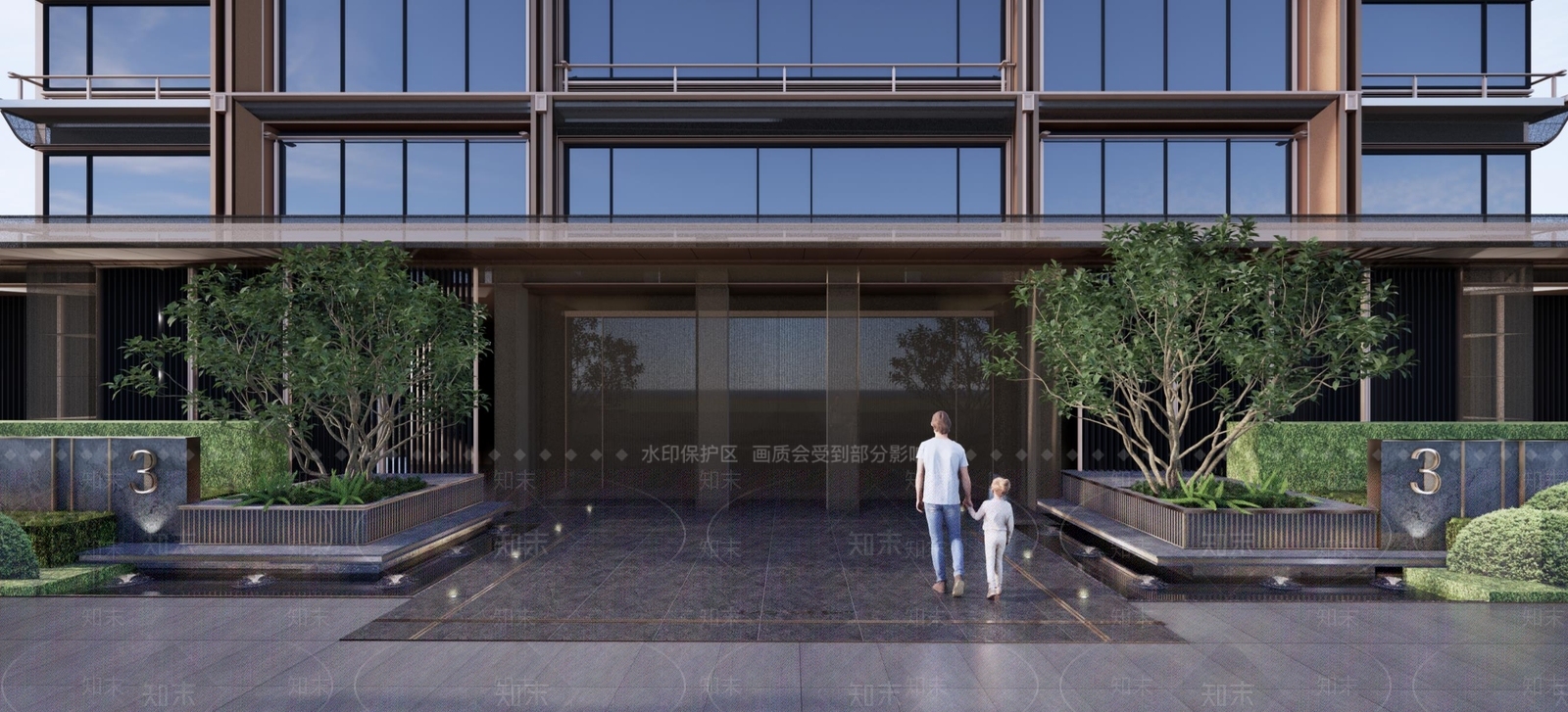 现代轻奢小区景观SU模型下载【ID:1200687103】