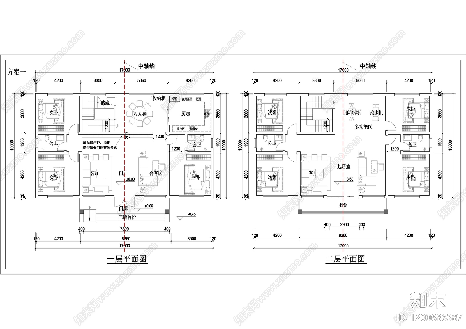 现代新中式别墅建筑cad施工图下载【ID:1200686387】