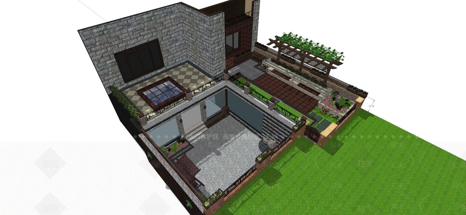 现代乡村庭院SU模型下载【ID:1200687685】
