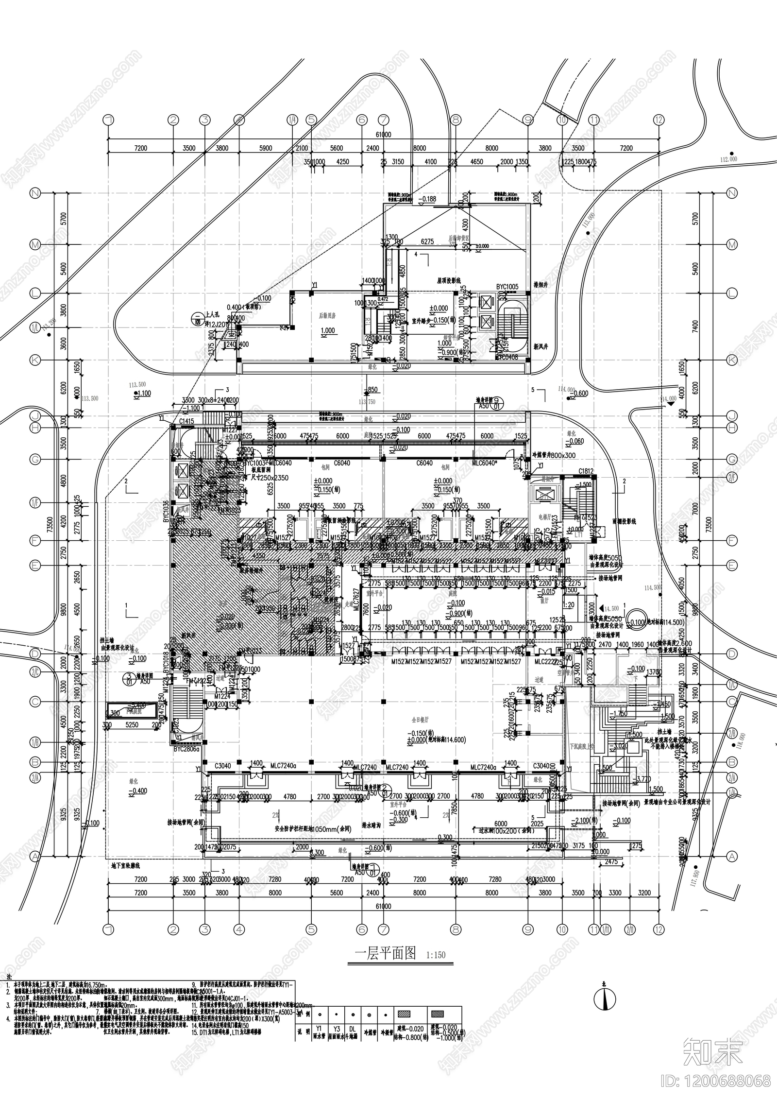 新中式民宿建筑cad施工图下载【ID:1200688068】