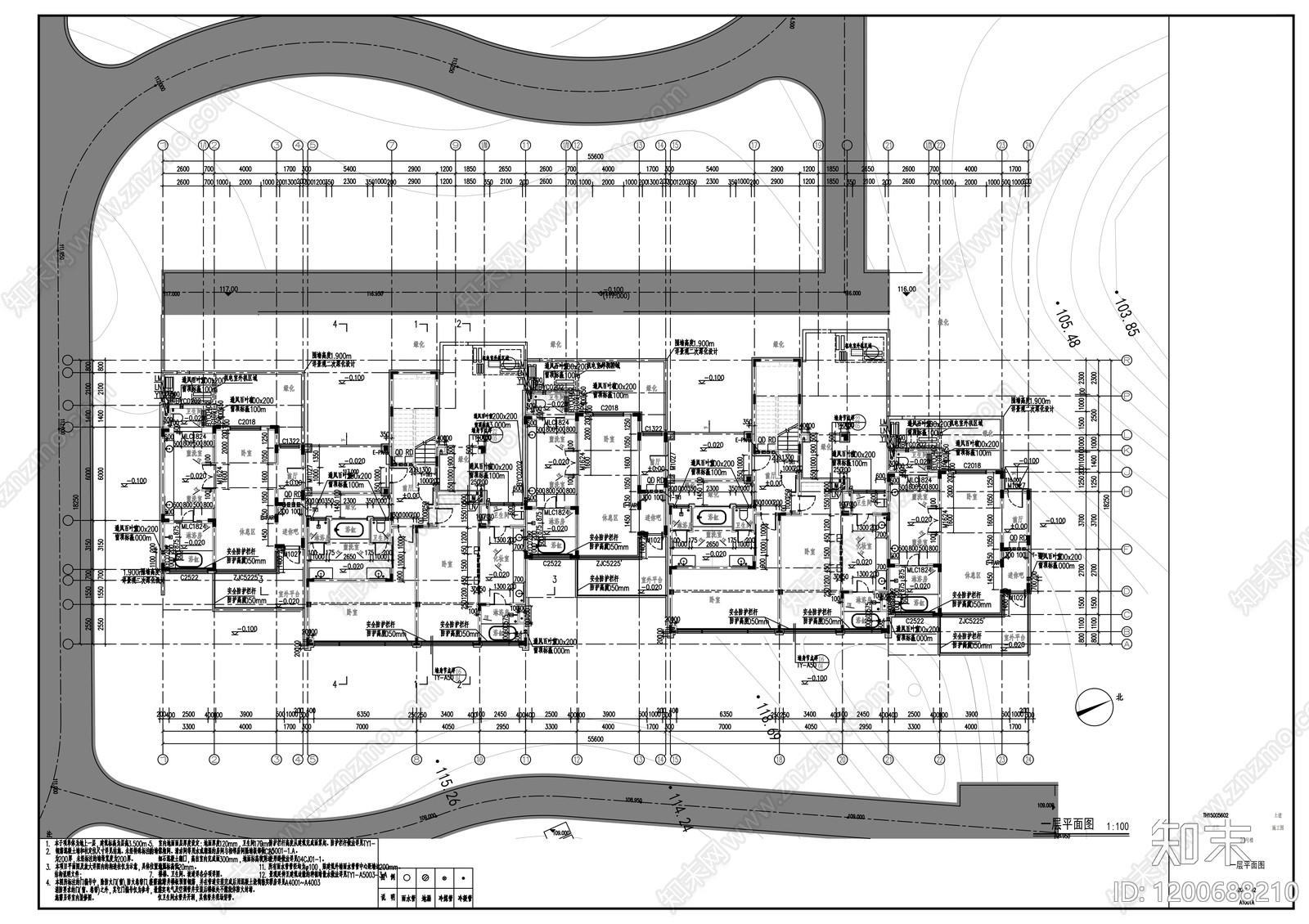 新中式民宿建筑cad施工图下载【ID:1200688210】