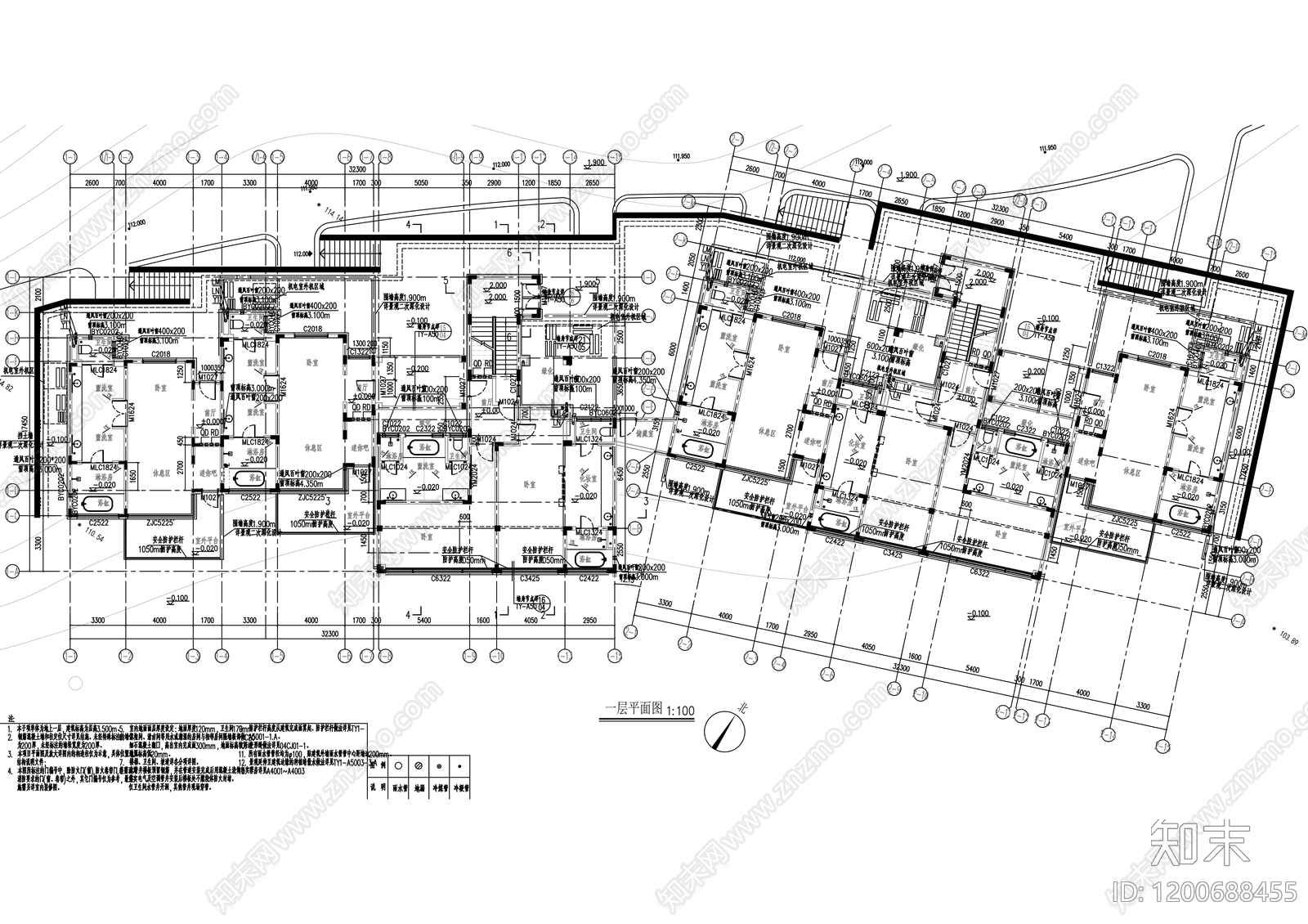 新中式民宿建筑cad施工图下载【ID:1200688455】