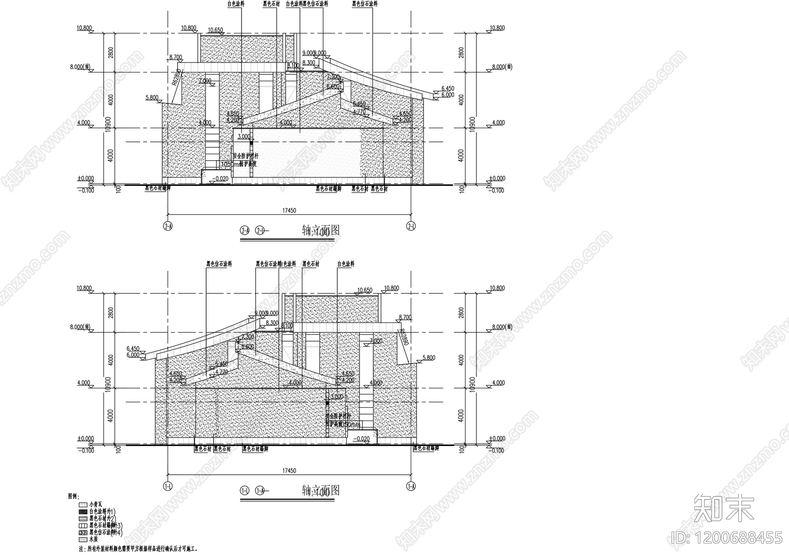 新中式民宿建筑cad施工图下载【ID:1200688455】