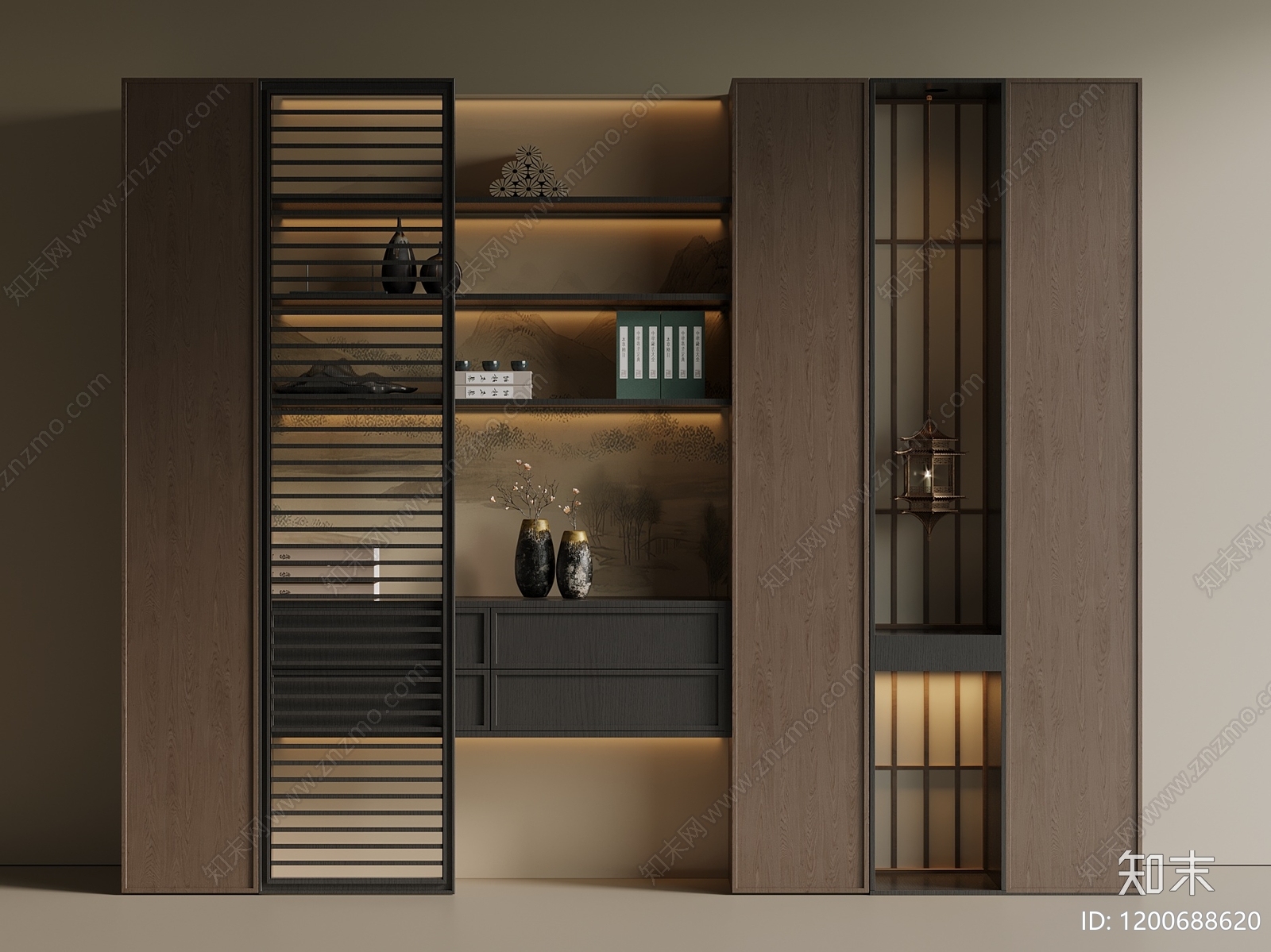中古新中式储物柜SU模型下载【ID:1200688620】