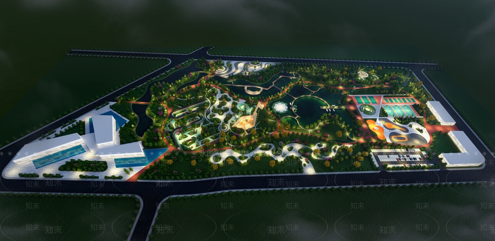 现代广场景观SU模型下载【ID:1200689165】