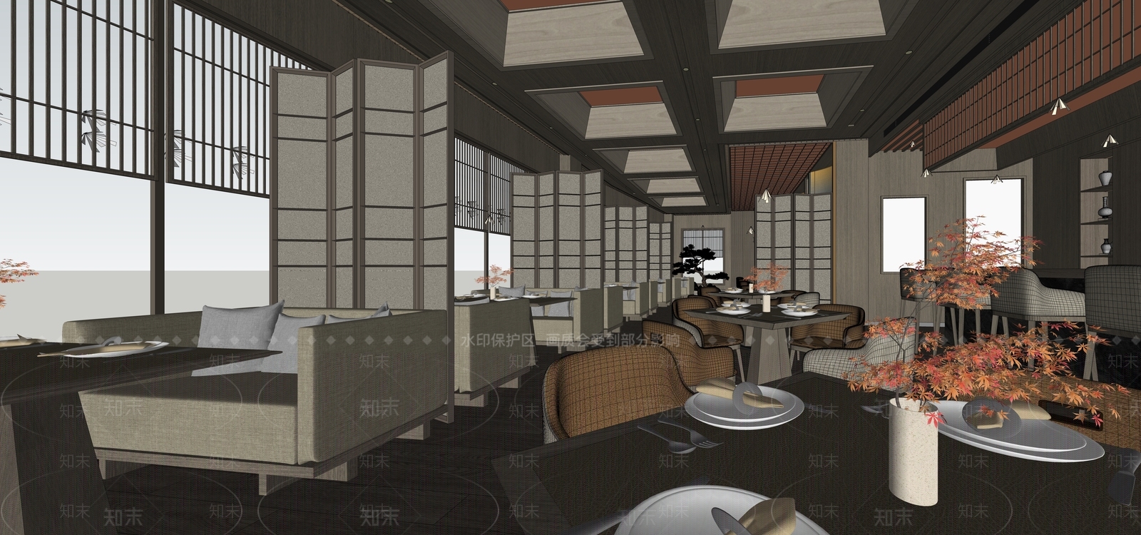 新中式现代酒店建筑SU模型下载【ID:1200689767】