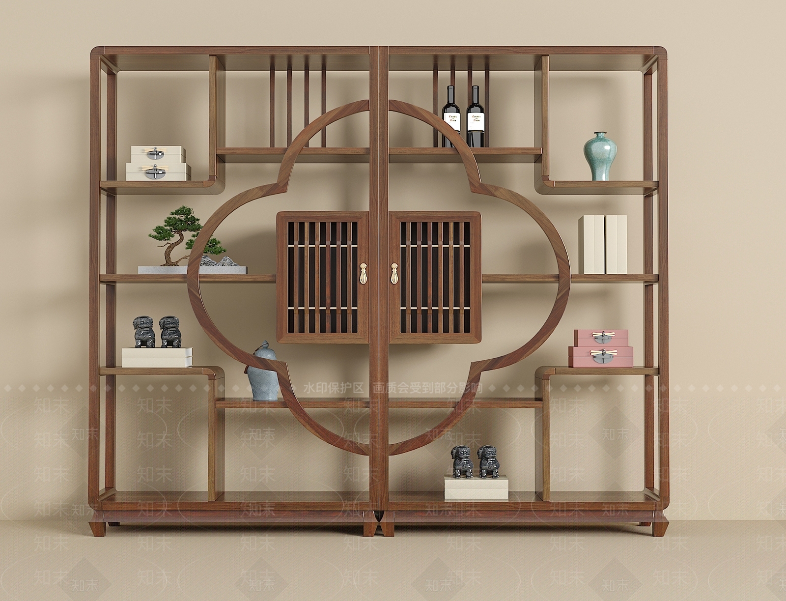 新中式中古博古架SU模型下载【ID:1200689454】