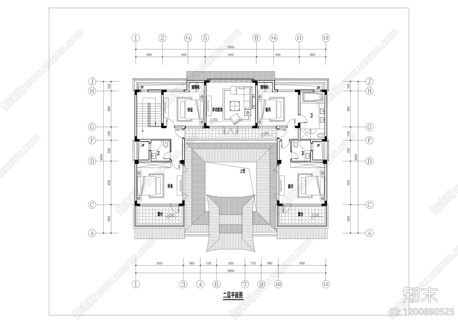 中式新中式别墅建筑cad施工图下载【ID:1200690525】