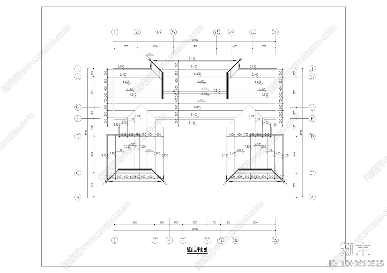 中式新中式别墅建筑cad施工图下载【ID:1200690525】