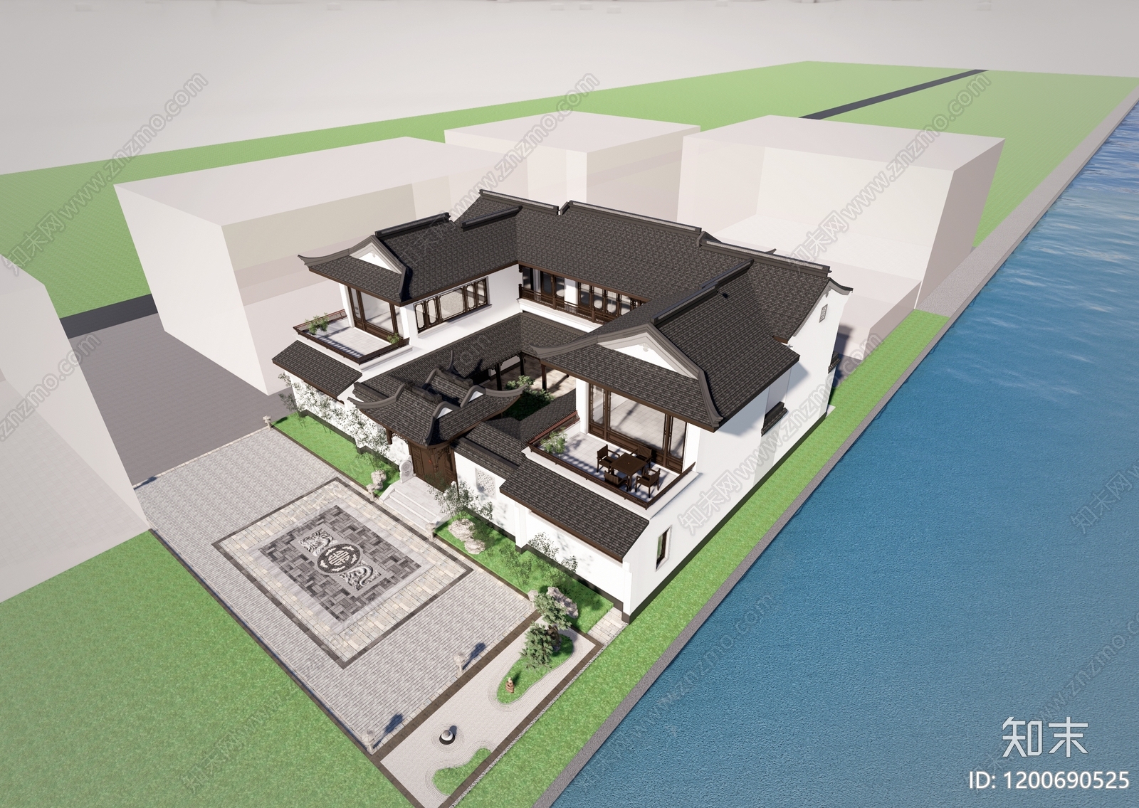 中式新中式别墅建筑cad施工图下载【ID:1200690525】
