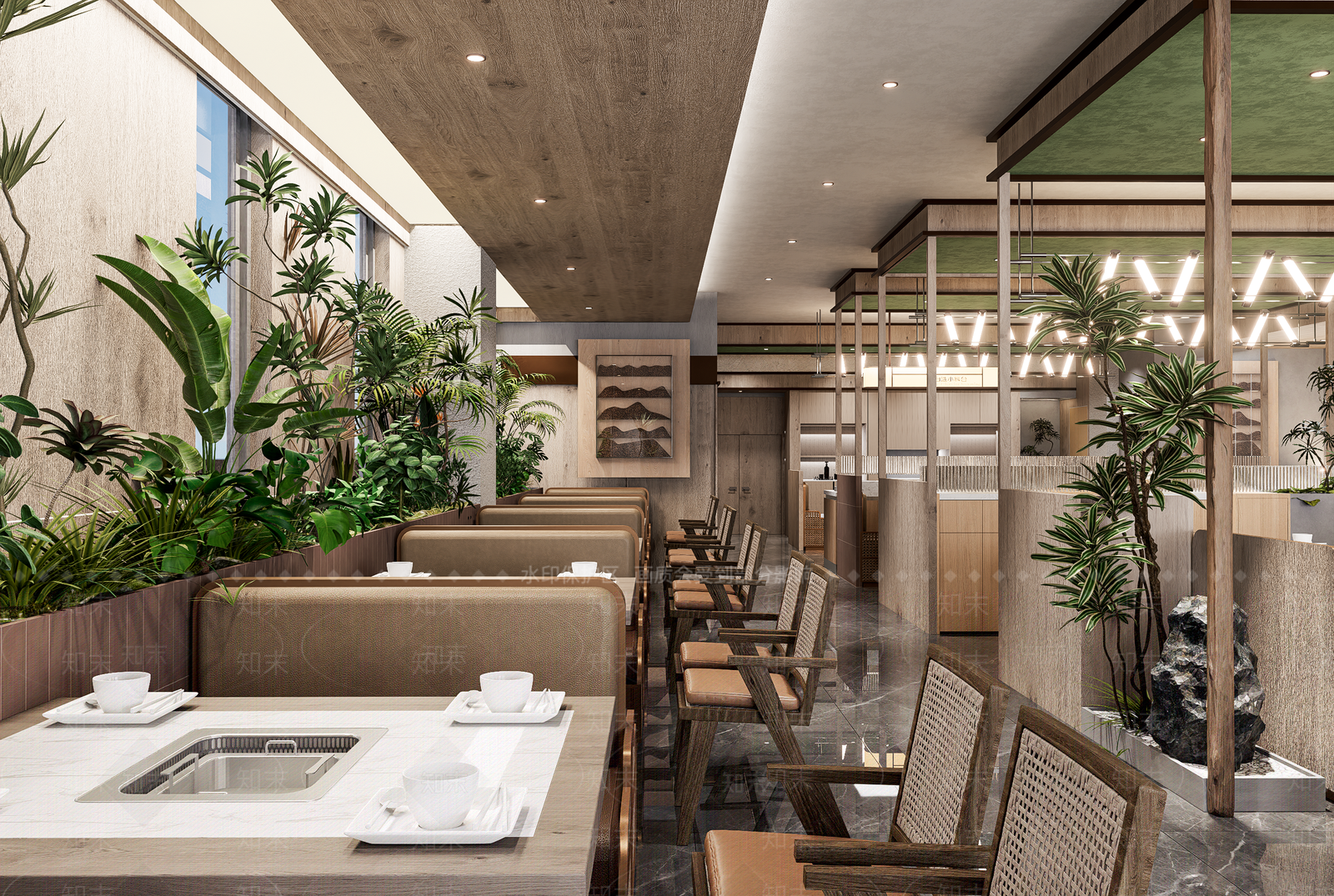 极简侘寂茶餐厅SU模型下载【ID:1200691056】