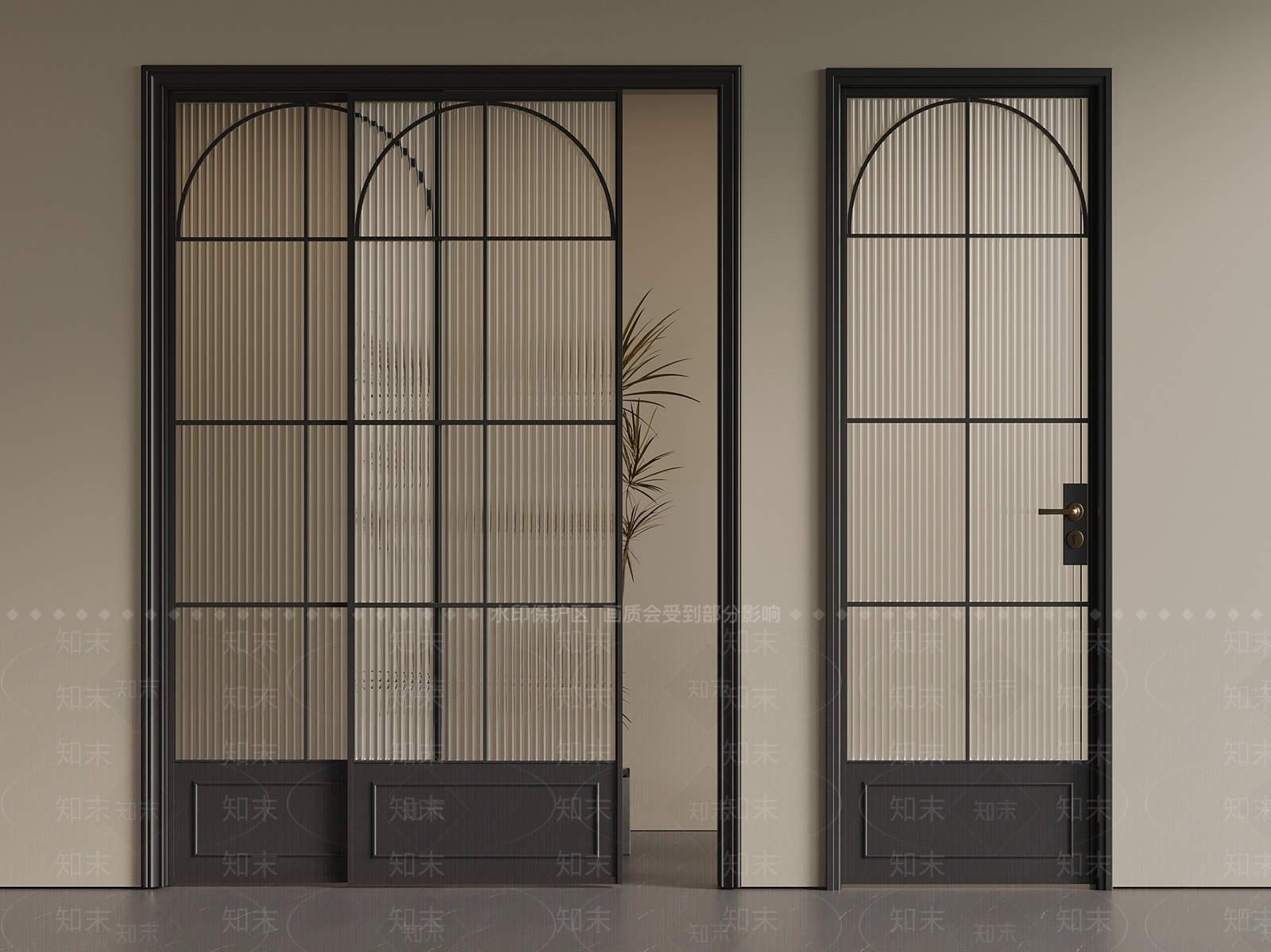 法式意式推拉门SU模型下载【ID:1200691376】