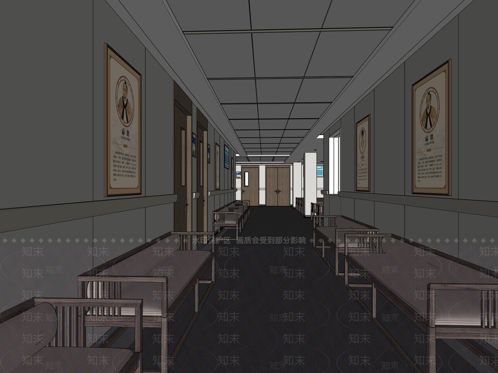 新中式中式医院SU模型下载【ID:1200692400】