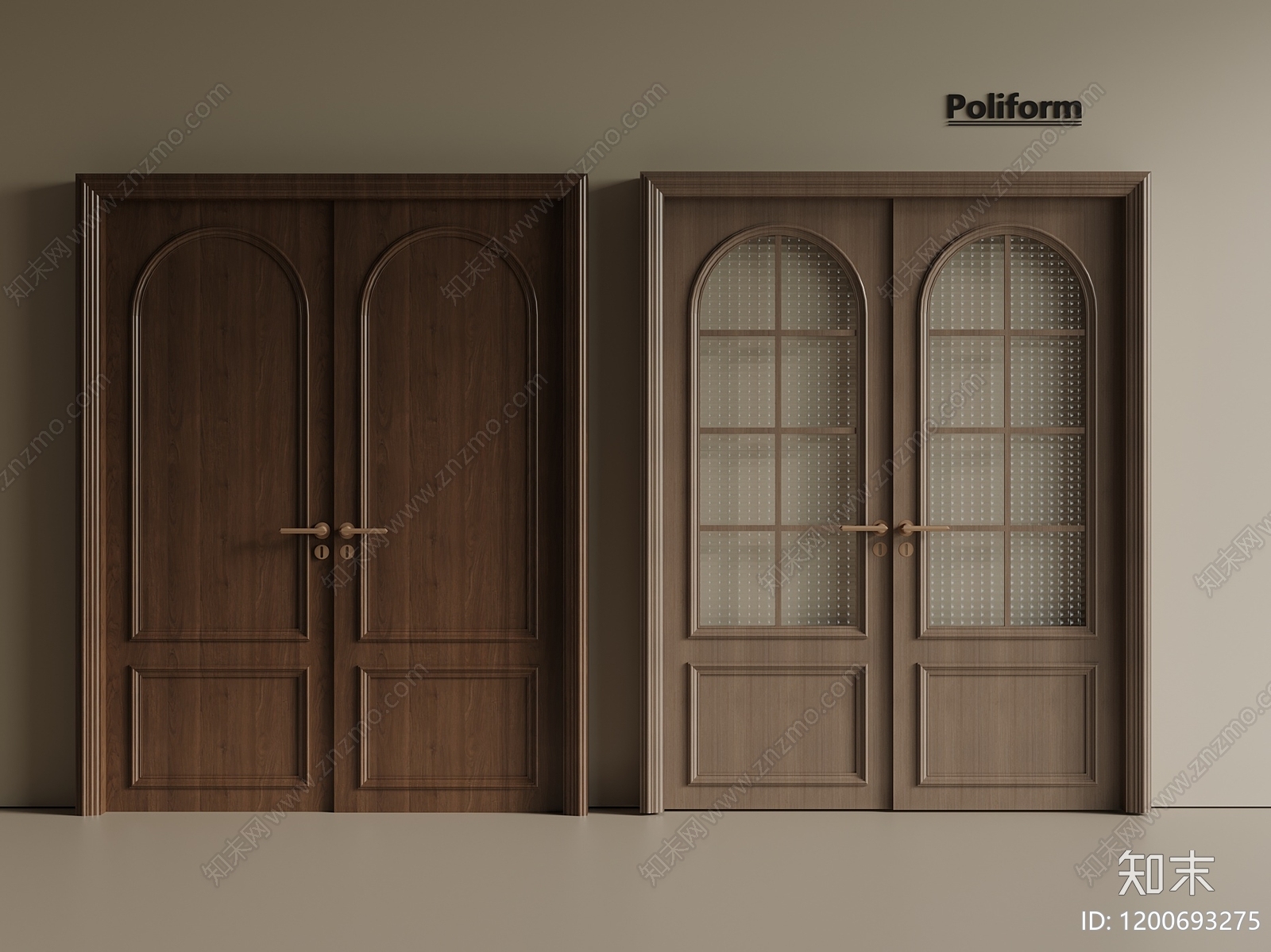 新中式中古双开门木双开门入户双开门SU模型【ID:1200693275】_知