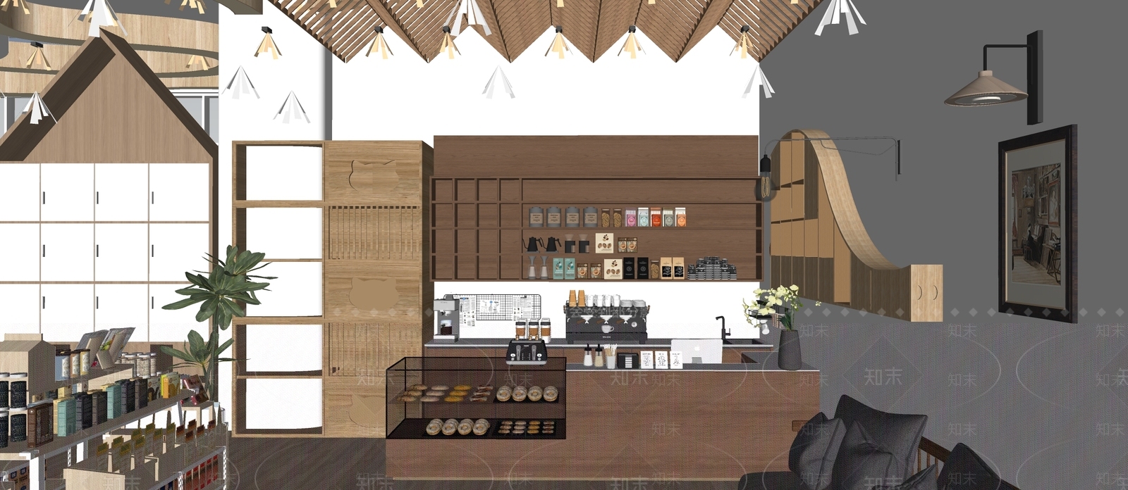现代原木宠物店SU模型下载【ID:1200695749】