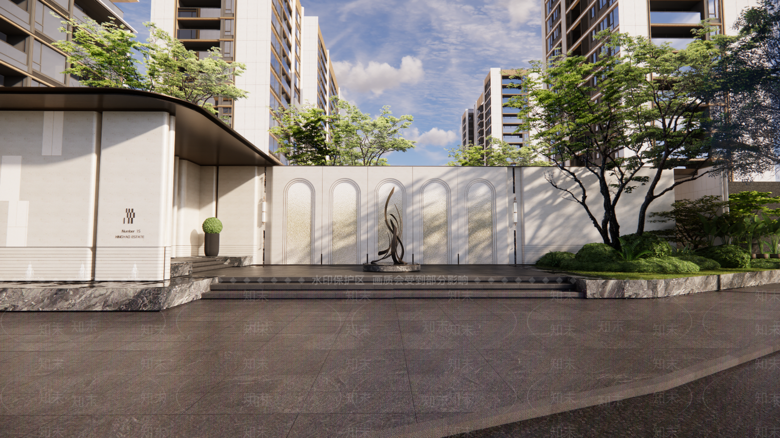 现代小区景观SU模型下载【ID:1200695001】