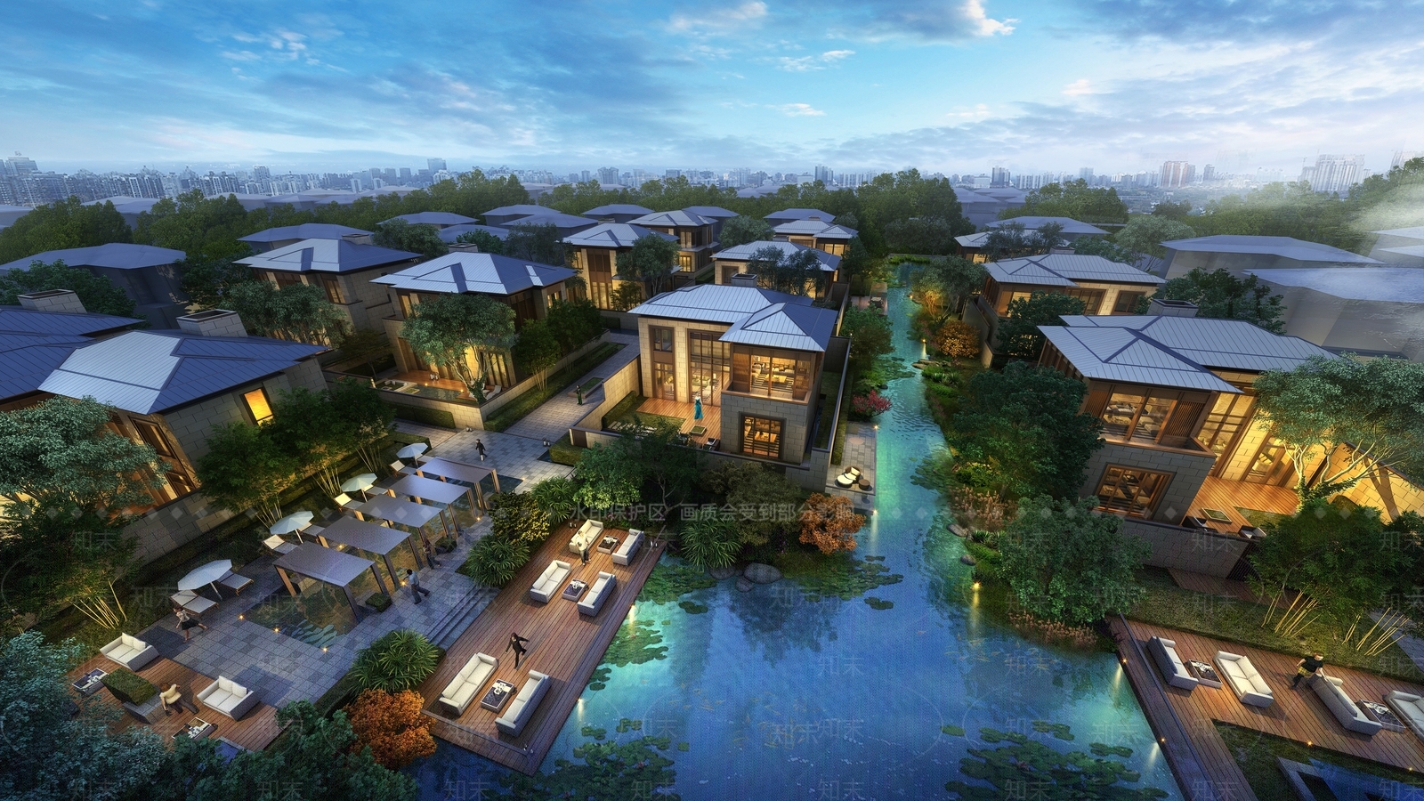 现代新中式别墅外观3D模型下载【ID:1200695991】