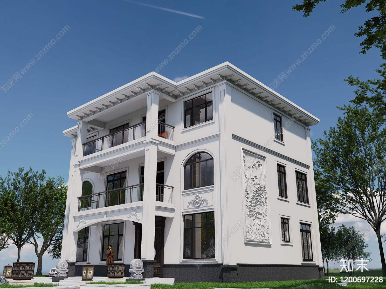 新中式欧式别墅建筑cad施工图下载【ID:1200697228】