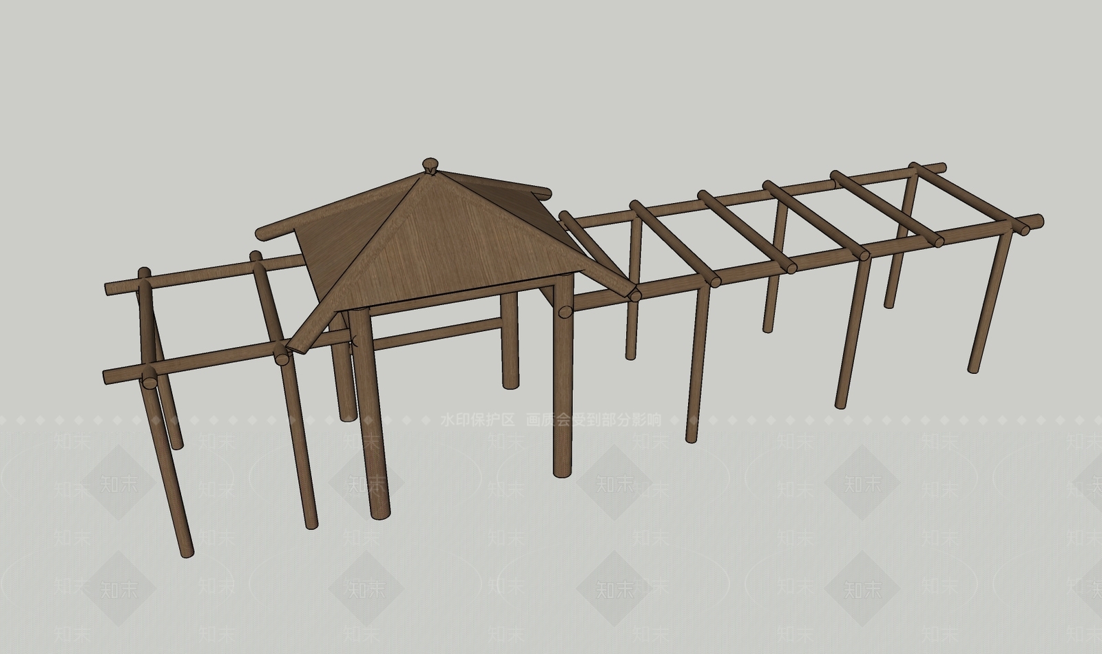新中式中式廊架SU模型下载【ID:1200698435】