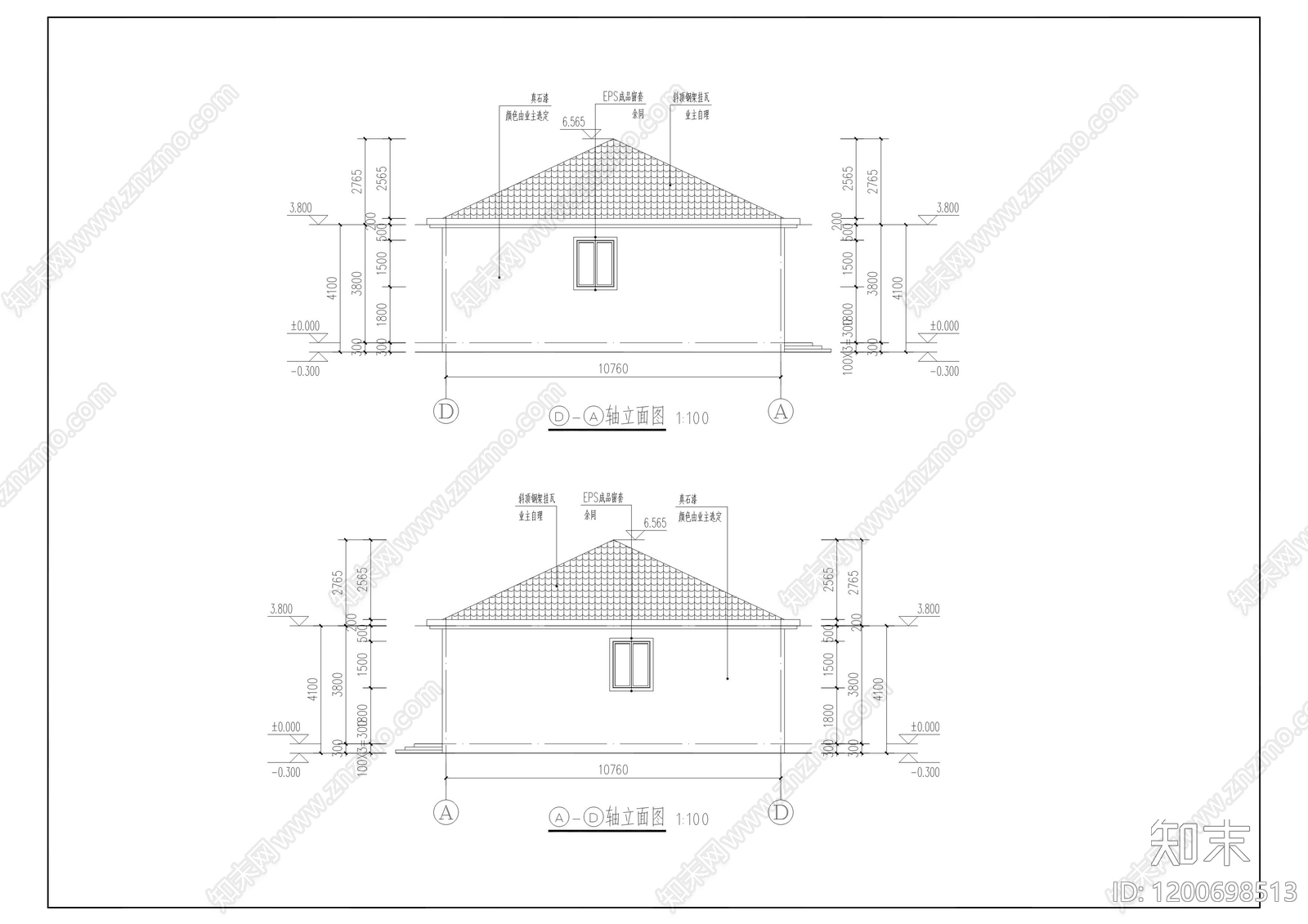 新中式现代别墅建筑cad施工图下载【ID:1200698513】