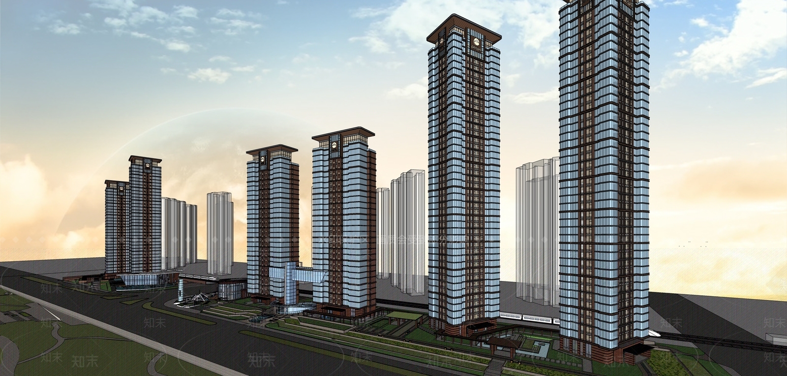 现代小区建筑SU模型下载【ID:1200699854】