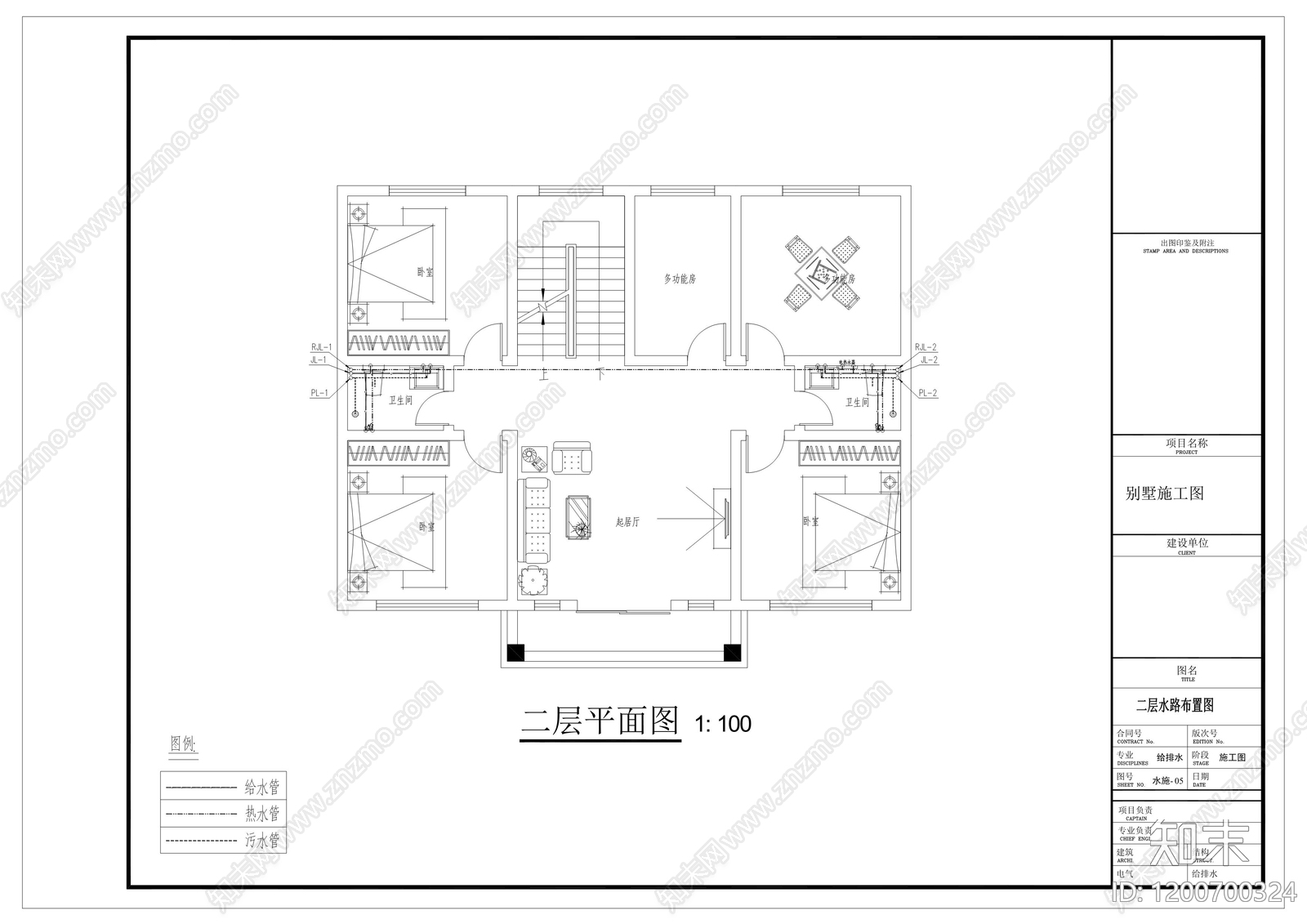 新中式现代别墅建筑cad施工图下载【ID:1200700324】