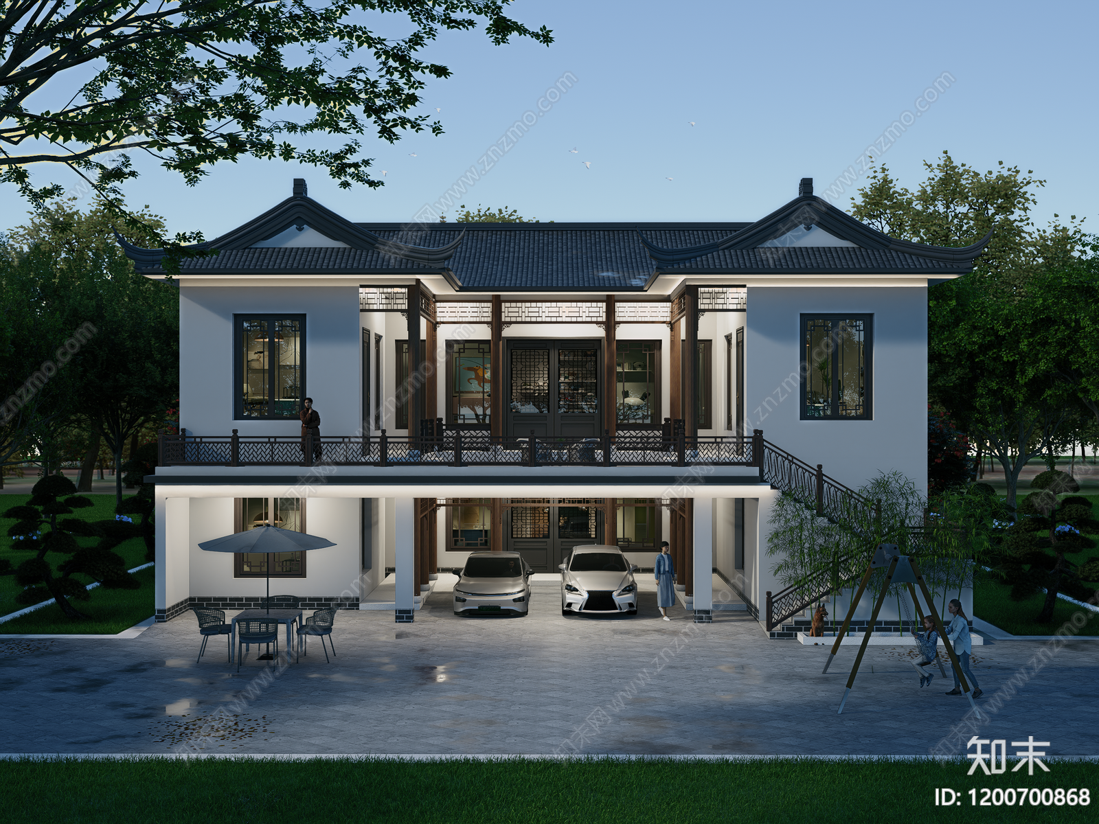 中式新中式别墅建筑施工图下载【ID:1200700868】