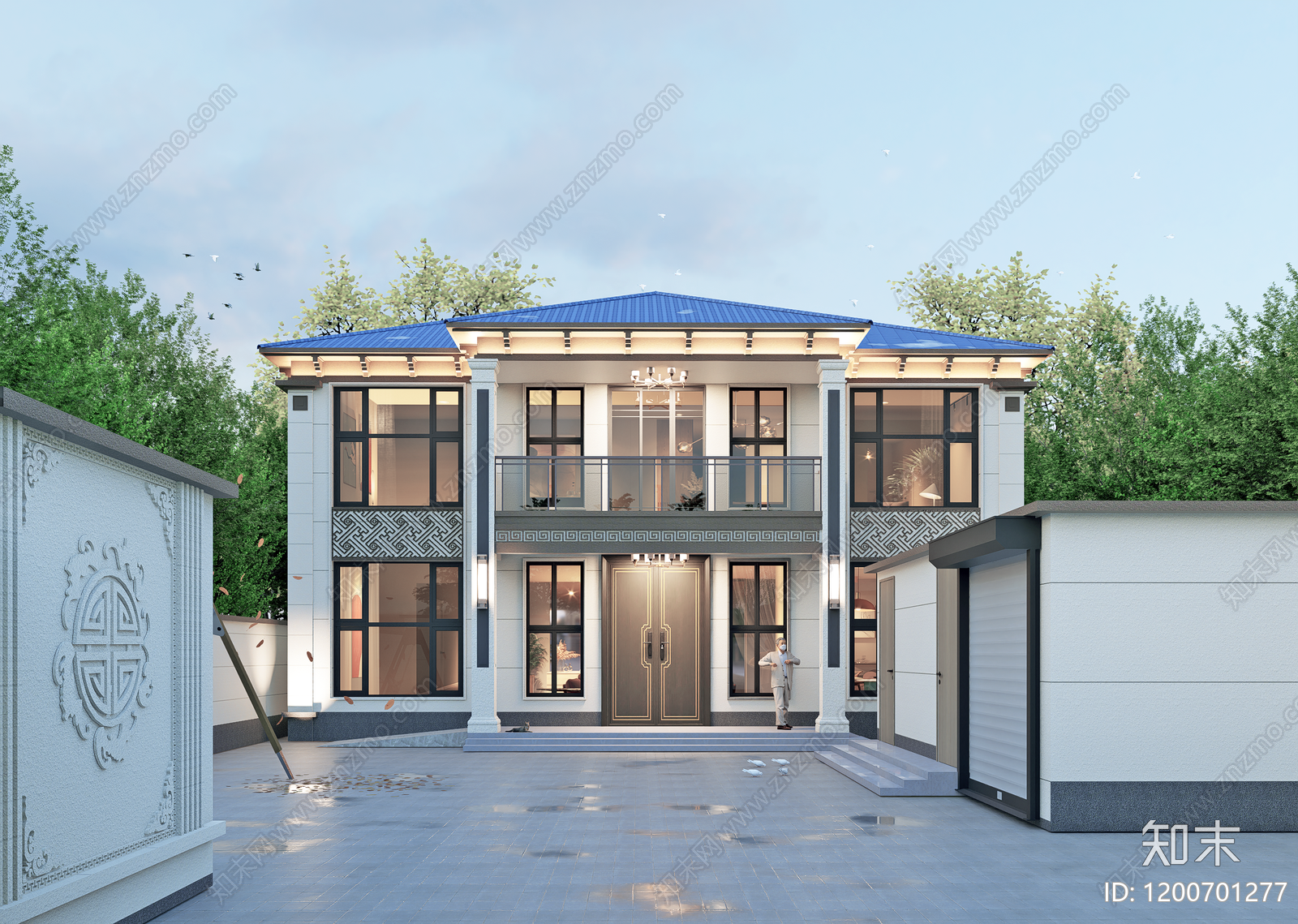 新中式中式别墅建筑cad施工图下载【ID:1200701277】