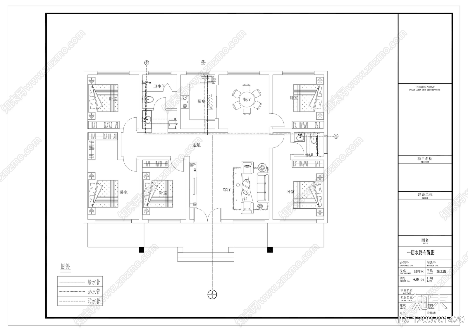 新中式中式别墅建筑cad施工图下载【ID:1200701420】