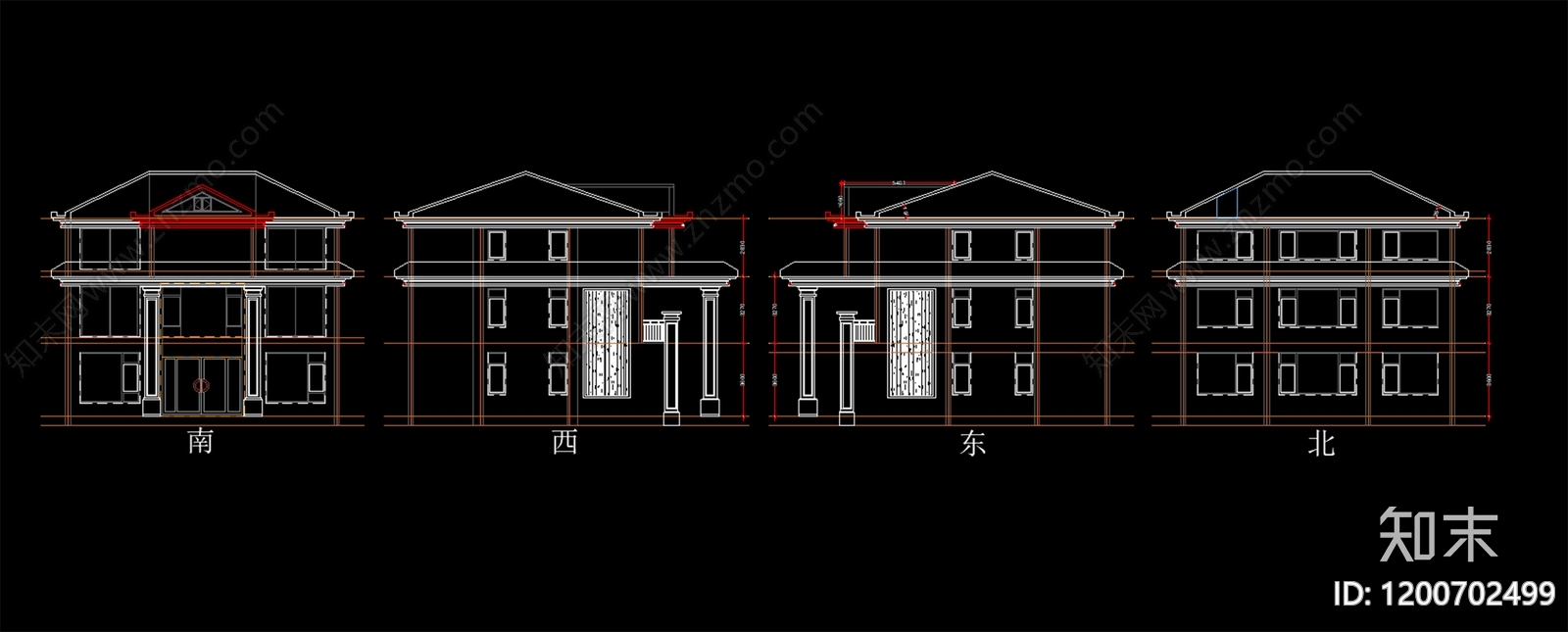 现代别墅建筑cad施工图下载【ID:1200702499】